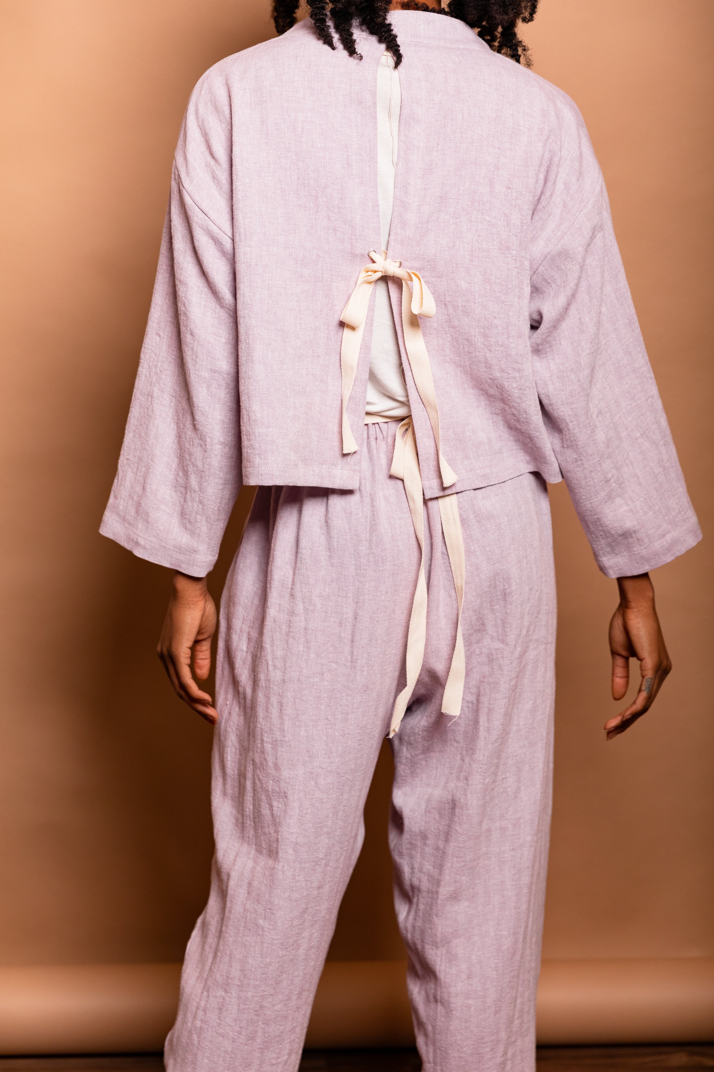 Linen Blend Twill Tapered Pleated Pant