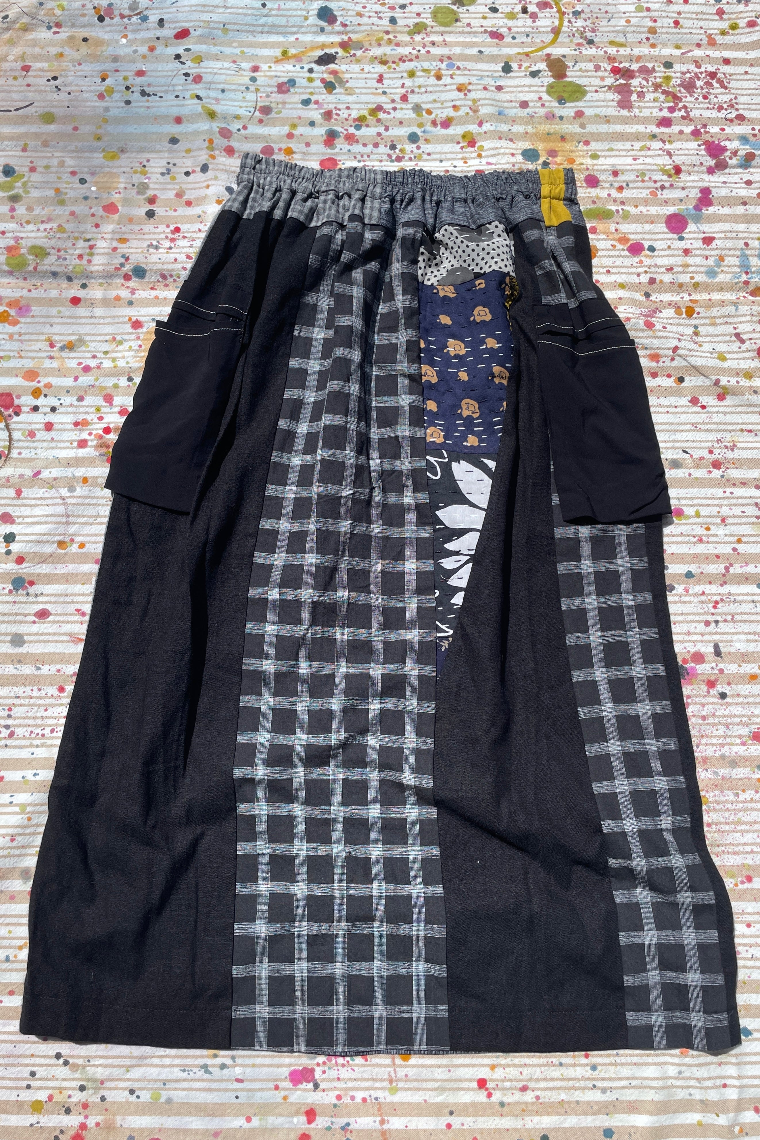 Hand-Pieced Zero-Waste Utility Cargo Midi Skirt