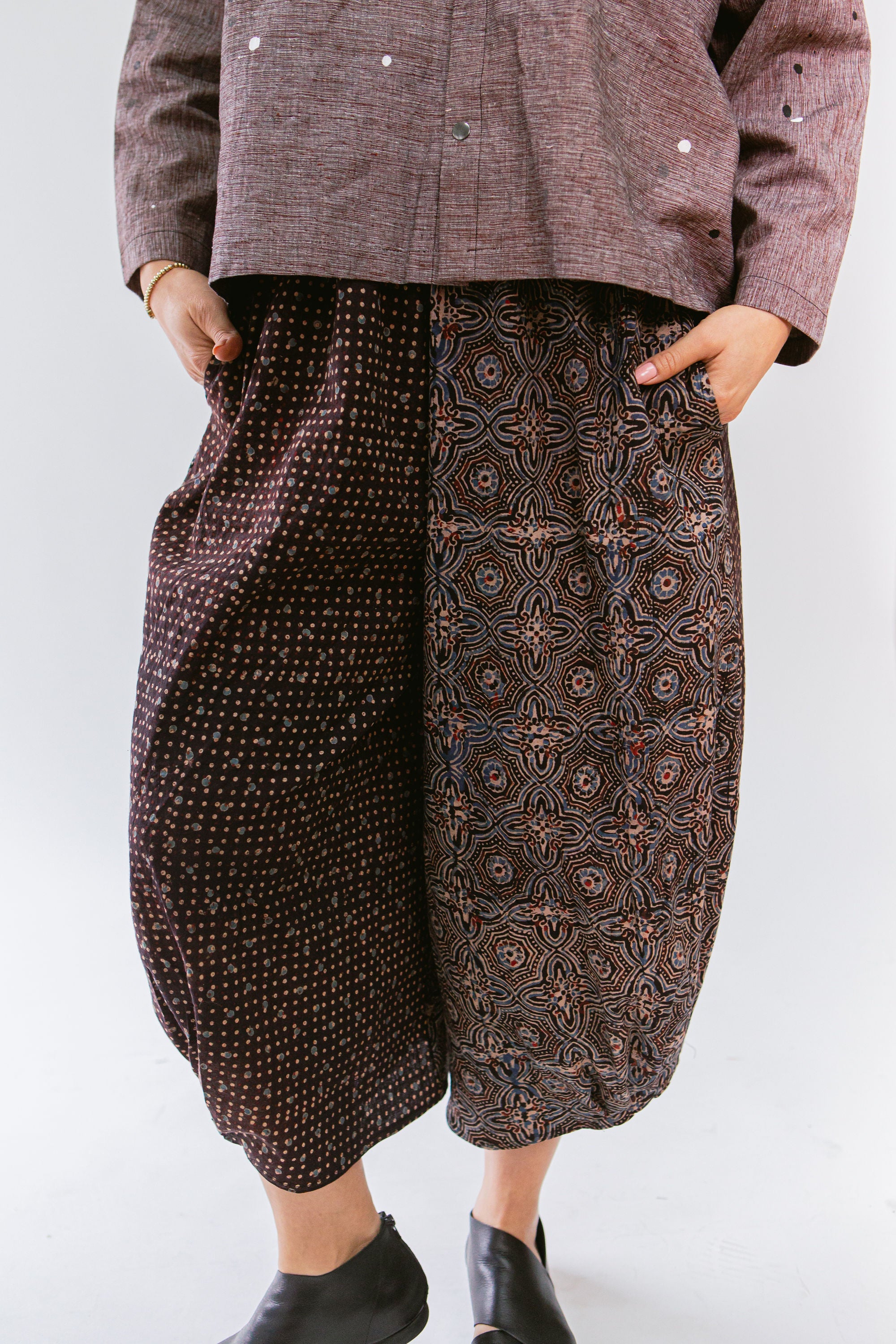 Crinkle Pant Block Print