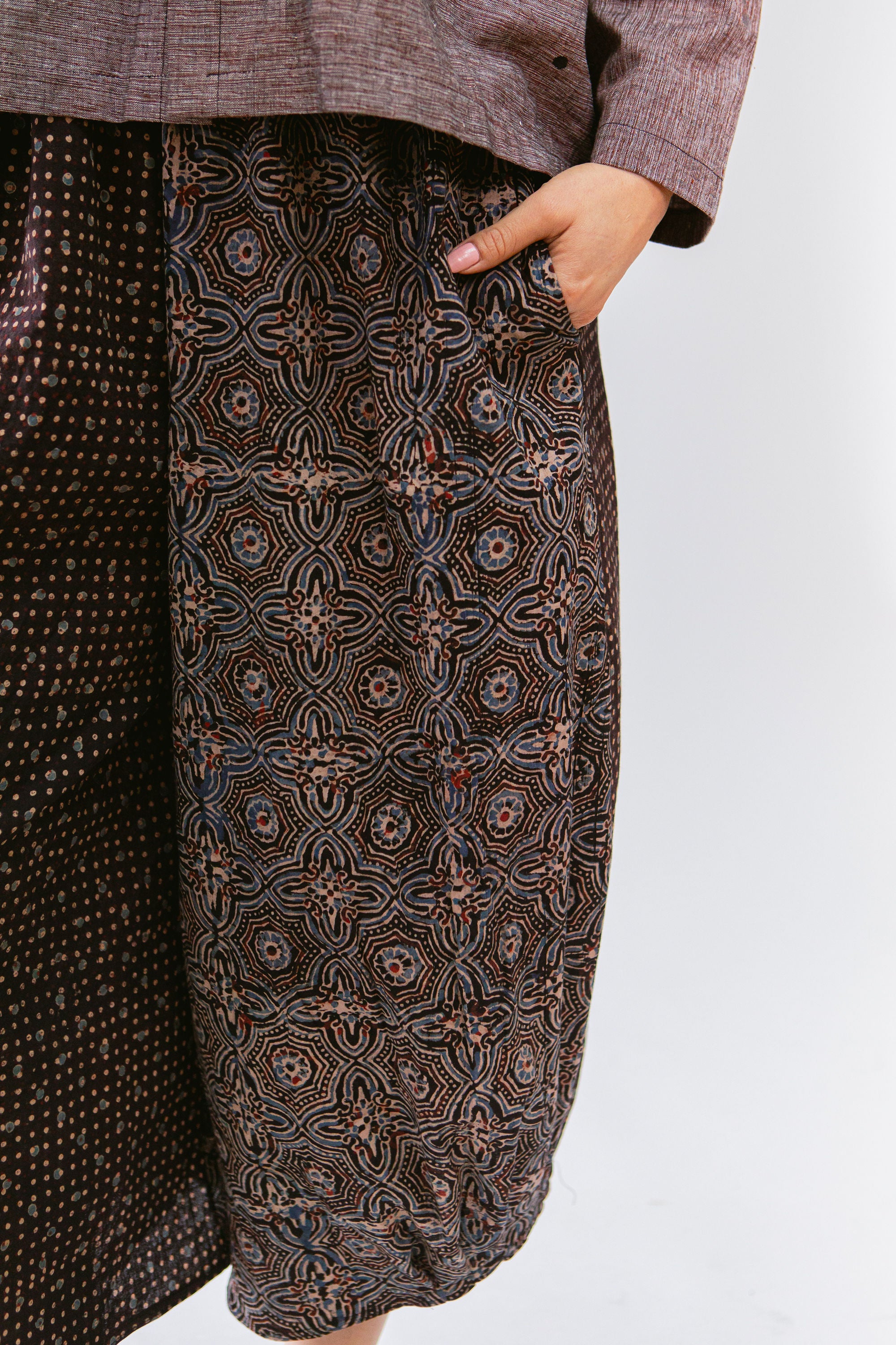 Crinkle Pant Block Print