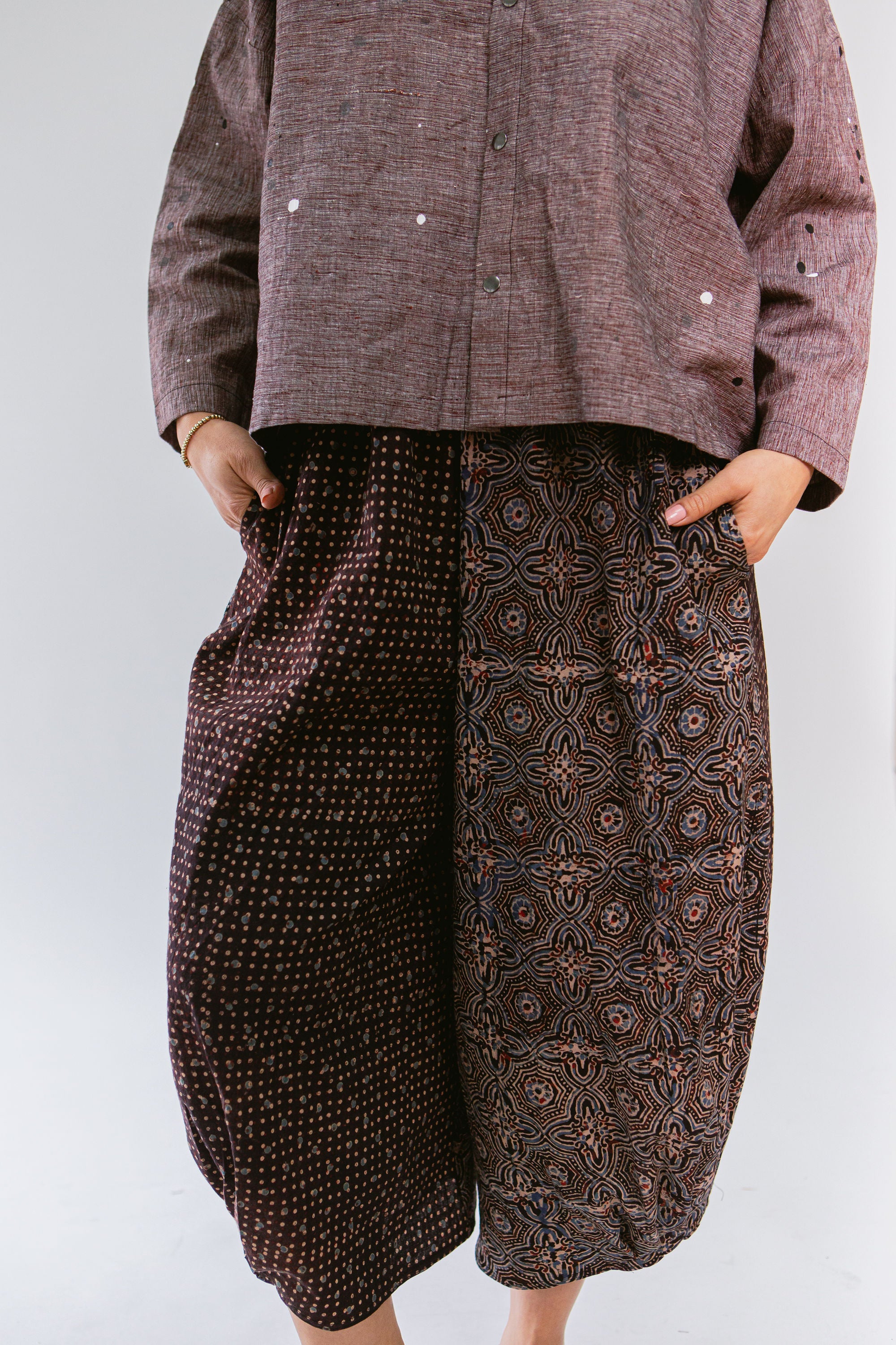 Quarter Crop Shirt, Plum Chambray