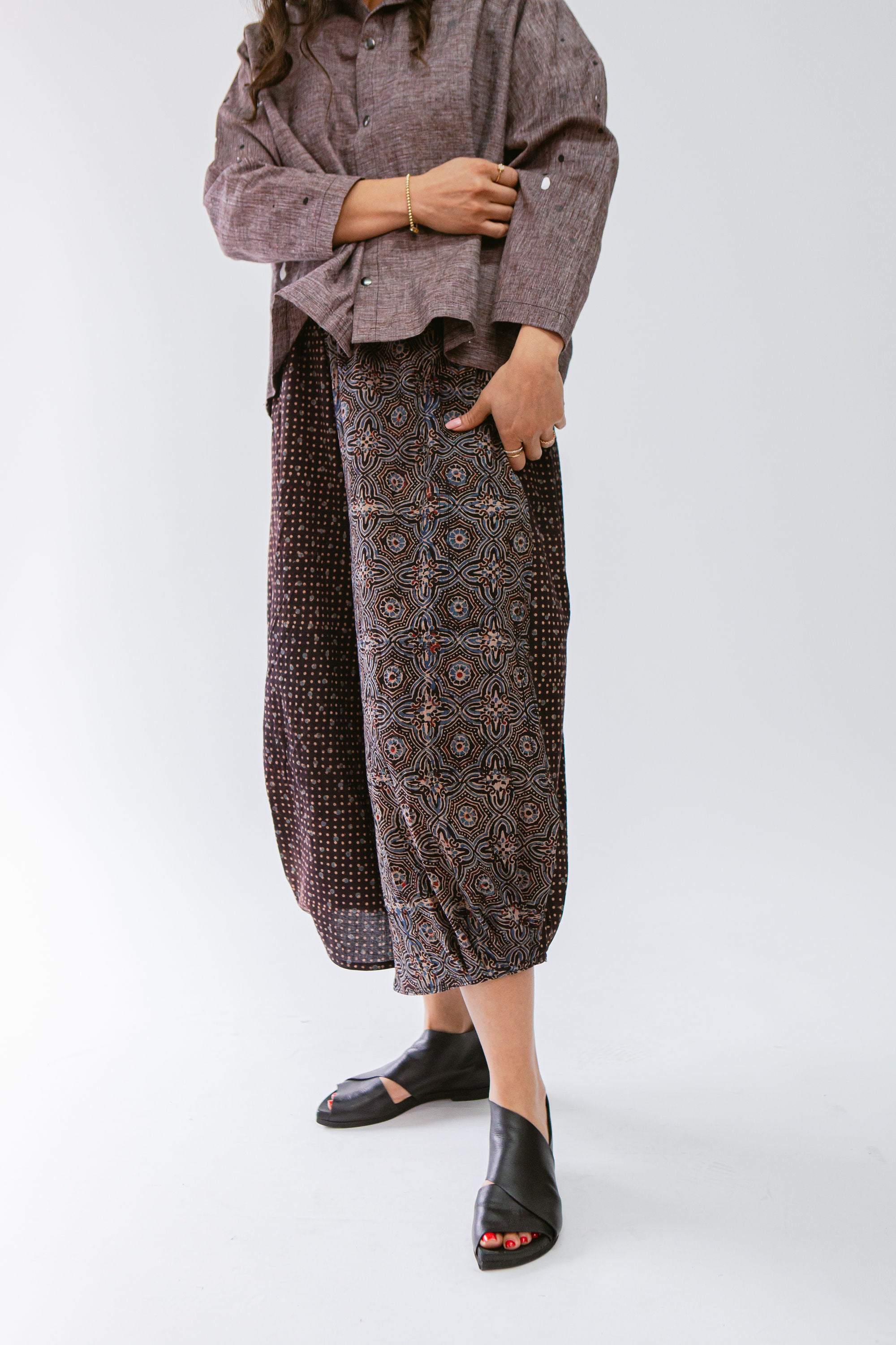 Crinkle Pant Block Print