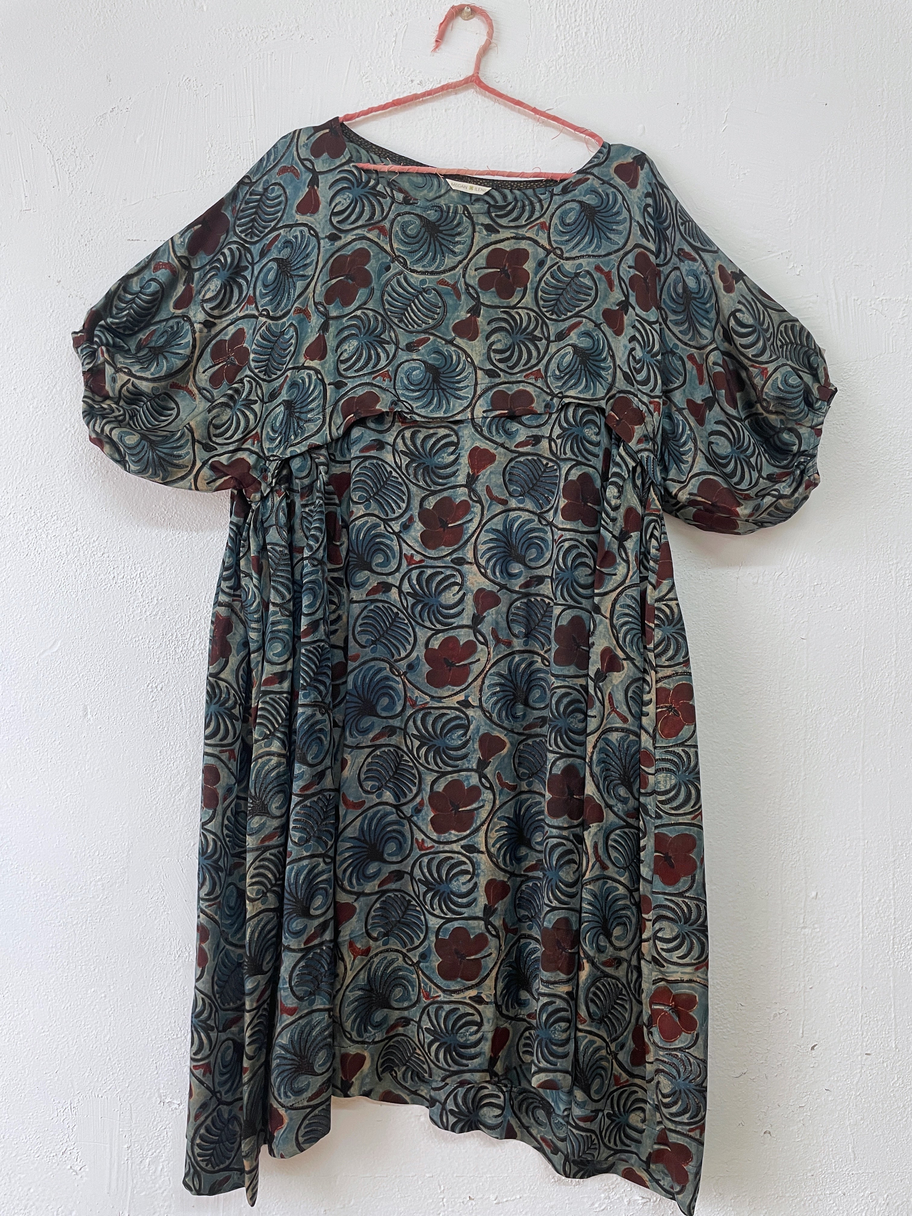 Crinkle Crop Dress in Block Print