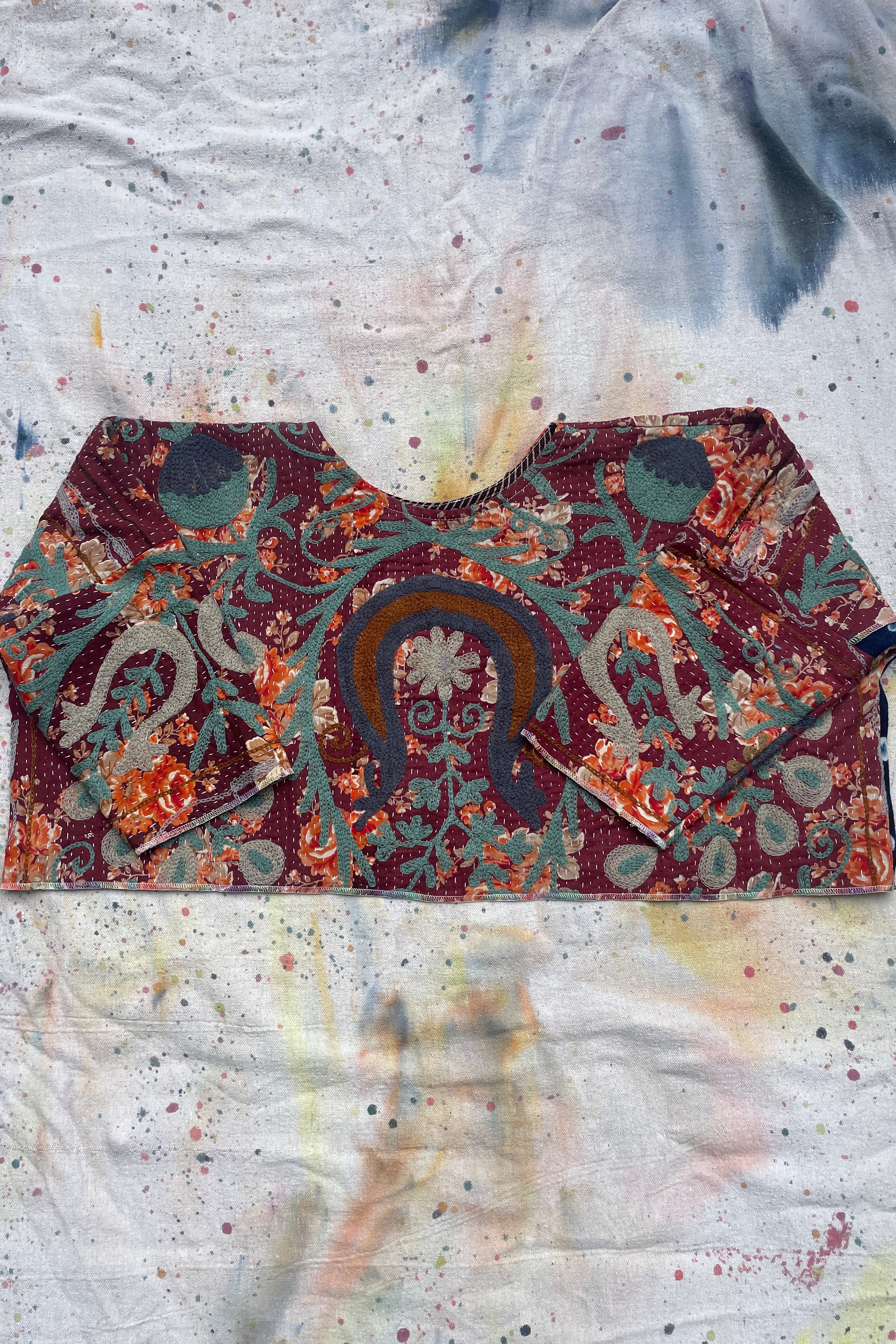 Reversible Antique Suzani & Indigo Bogolan Shift Topper