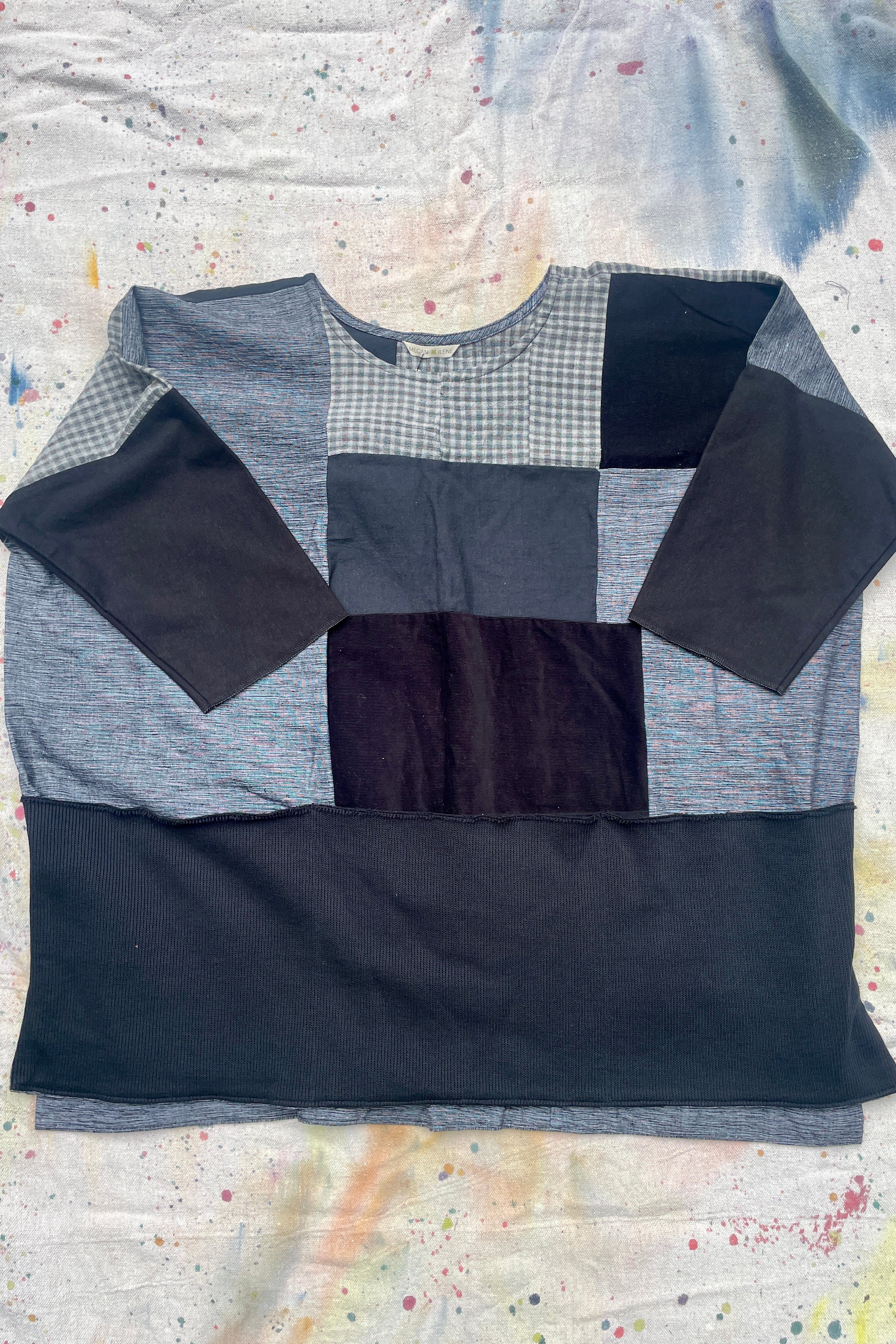 Hand-Pieced Zero-Waste Black Gardener Utility Top