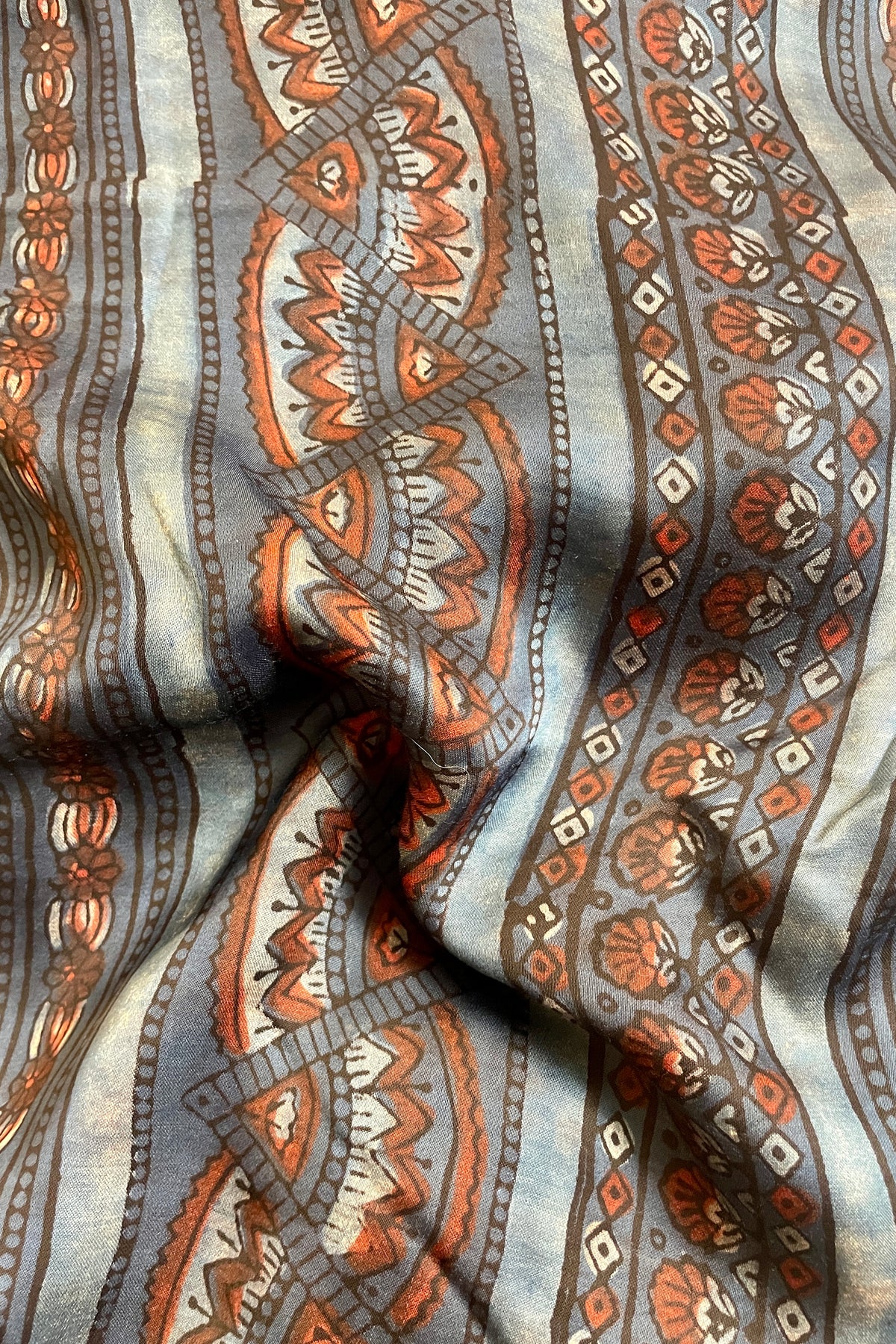Block-Print Modal & Silk Crinkle Crop Blouse