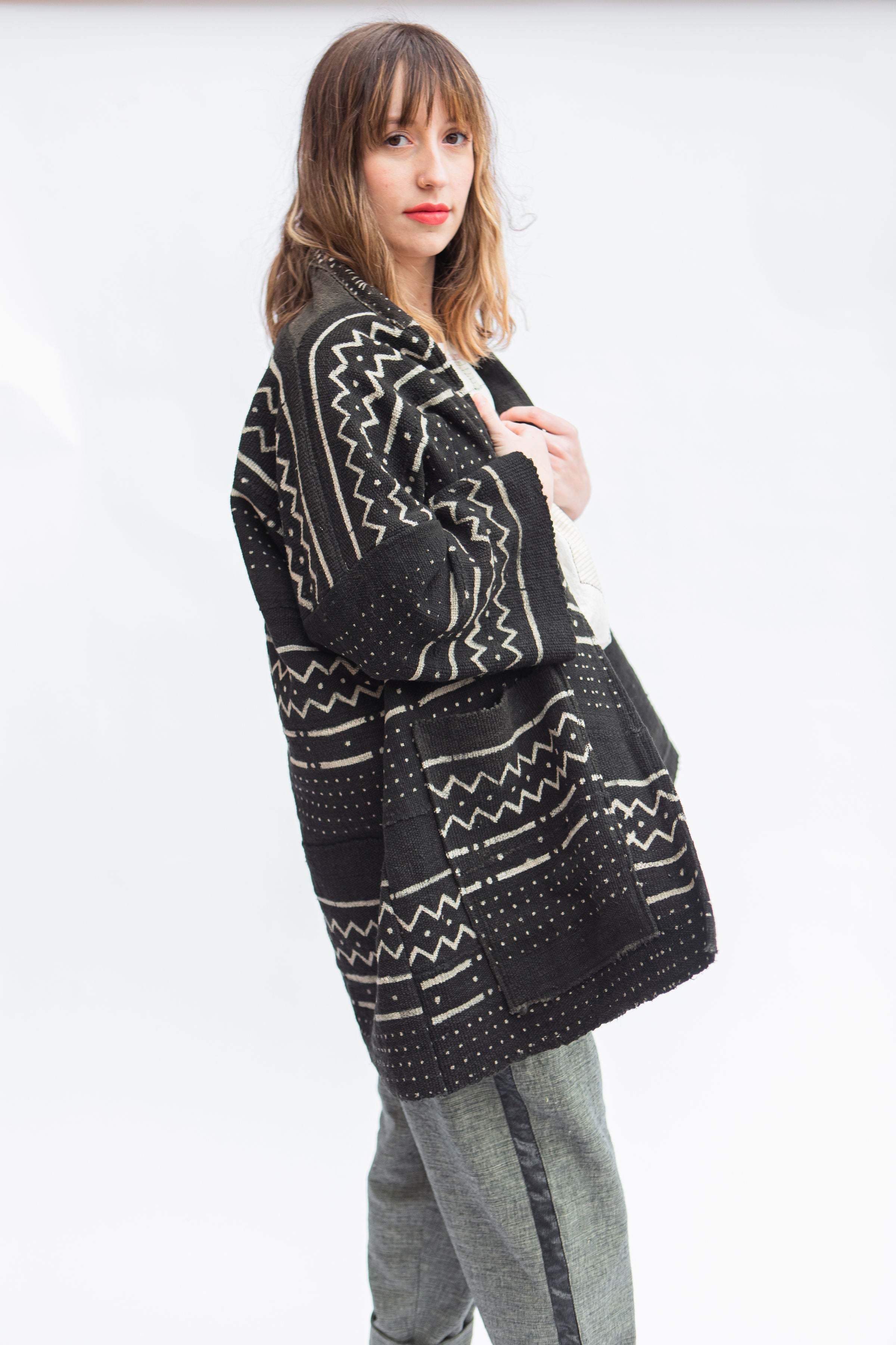 Bogolan Mud-Cloth Handwoven Organic Cotton Denim Harbor Jacket