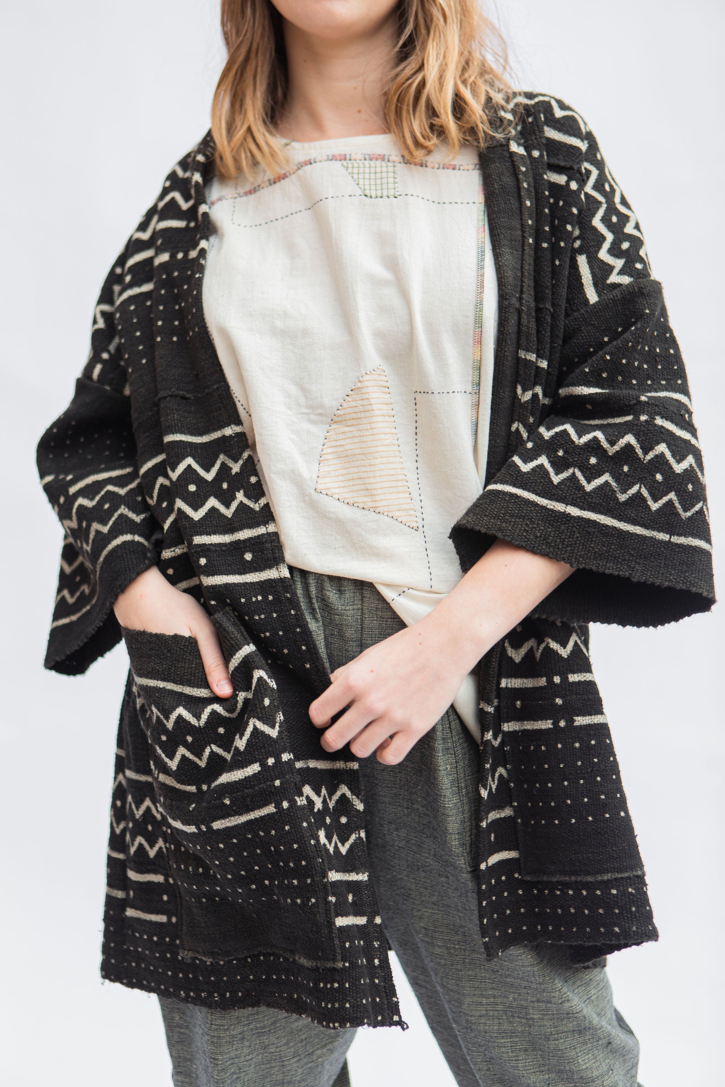 Bogolan Mud-Cloth Handwoven Organic Cotton Denim Harbor Jacket
