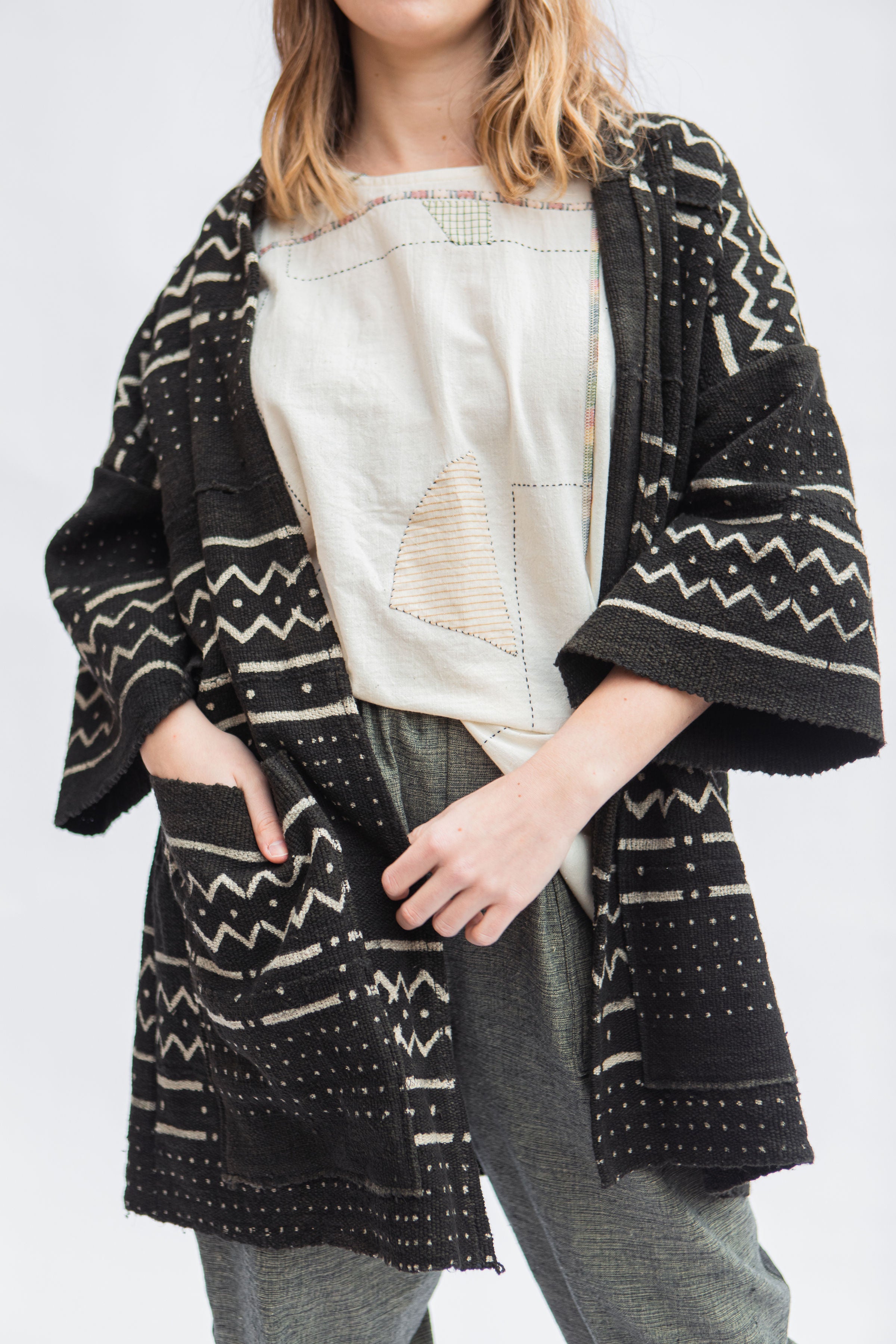 Bogolan Mud-Cloth Handwoven Organic Cotton Kuba Harbor Jacket
