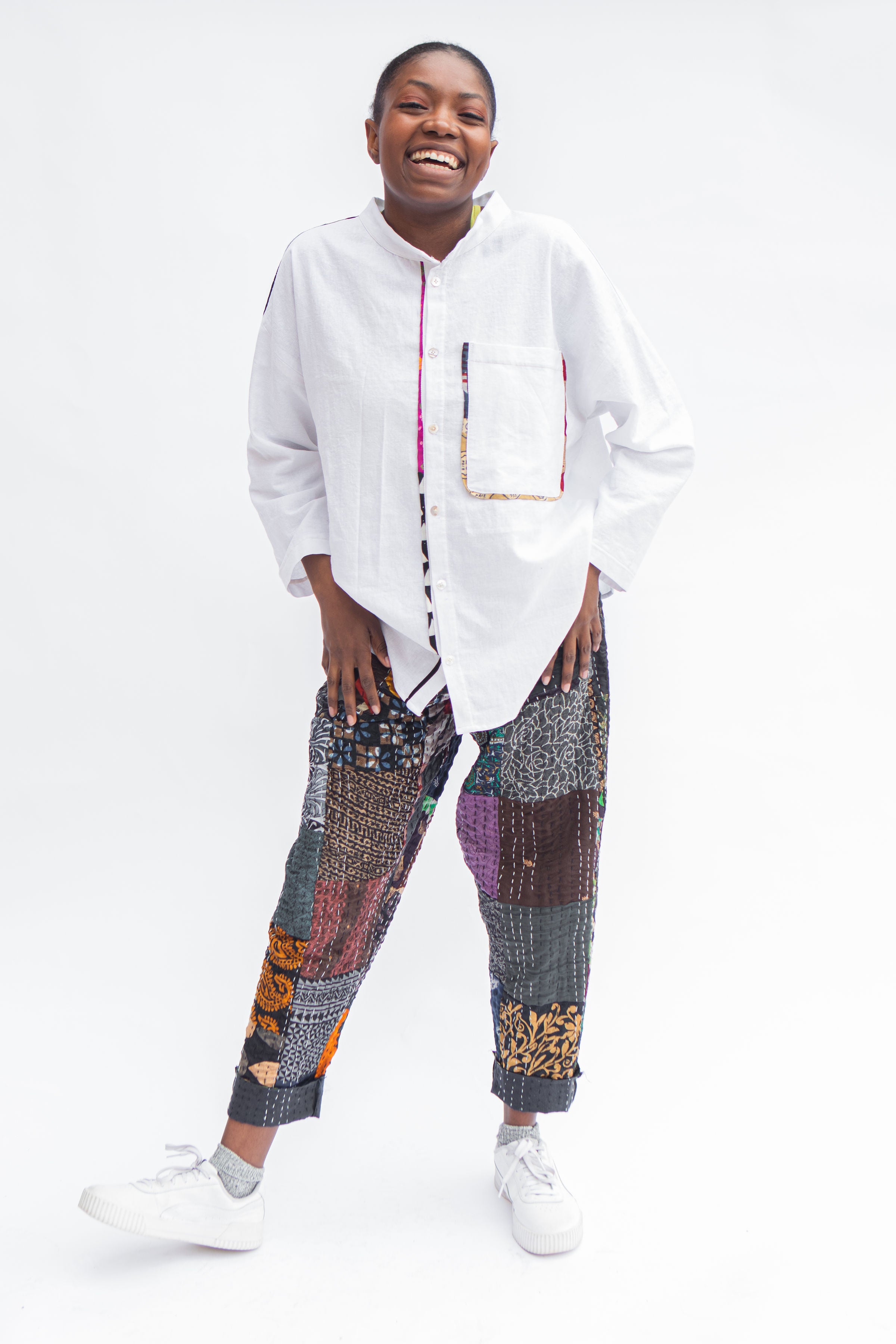 Ribbon Button Up, White, Size 1 (Sample)