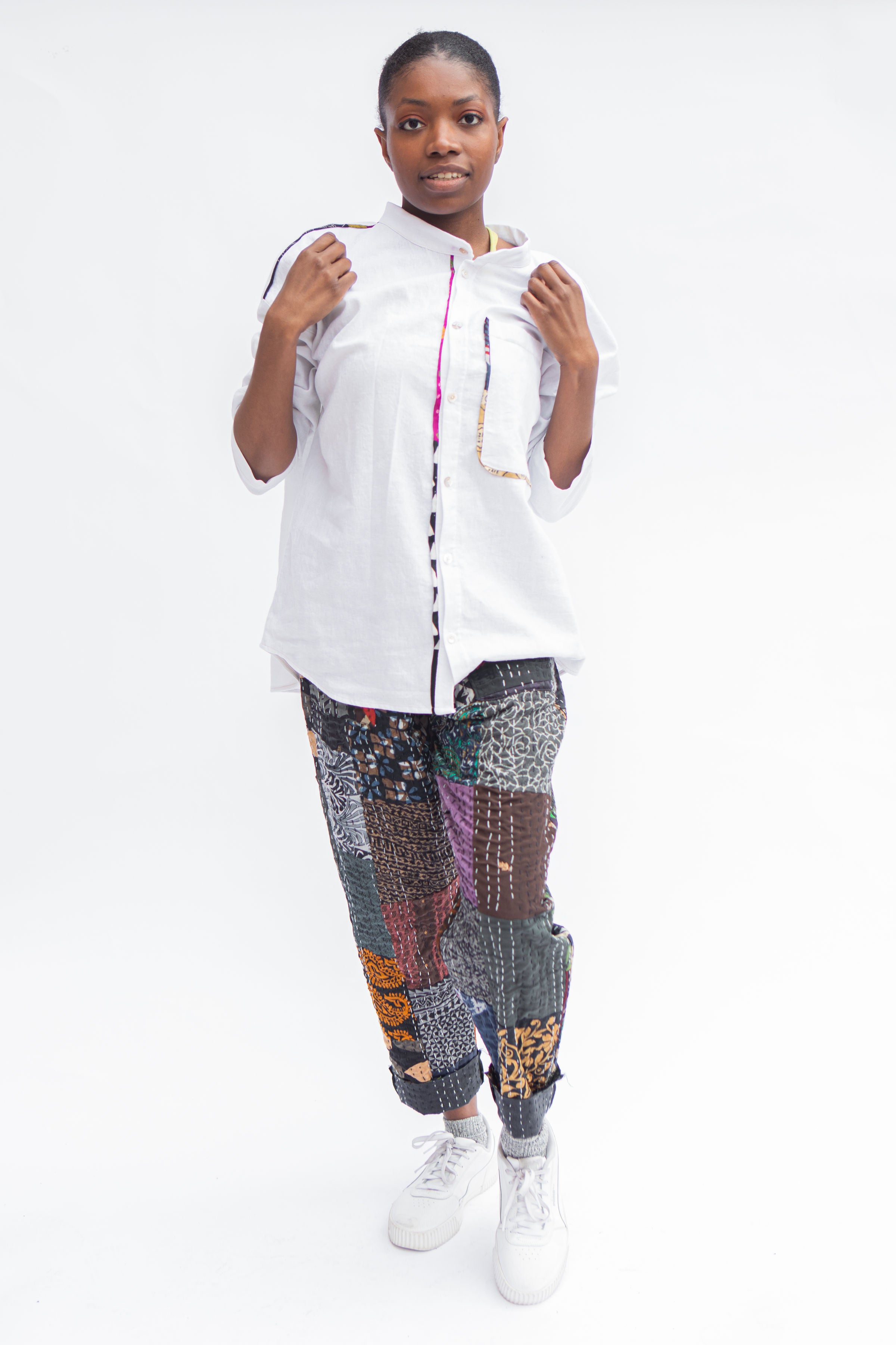 Ribbon Button Up, White