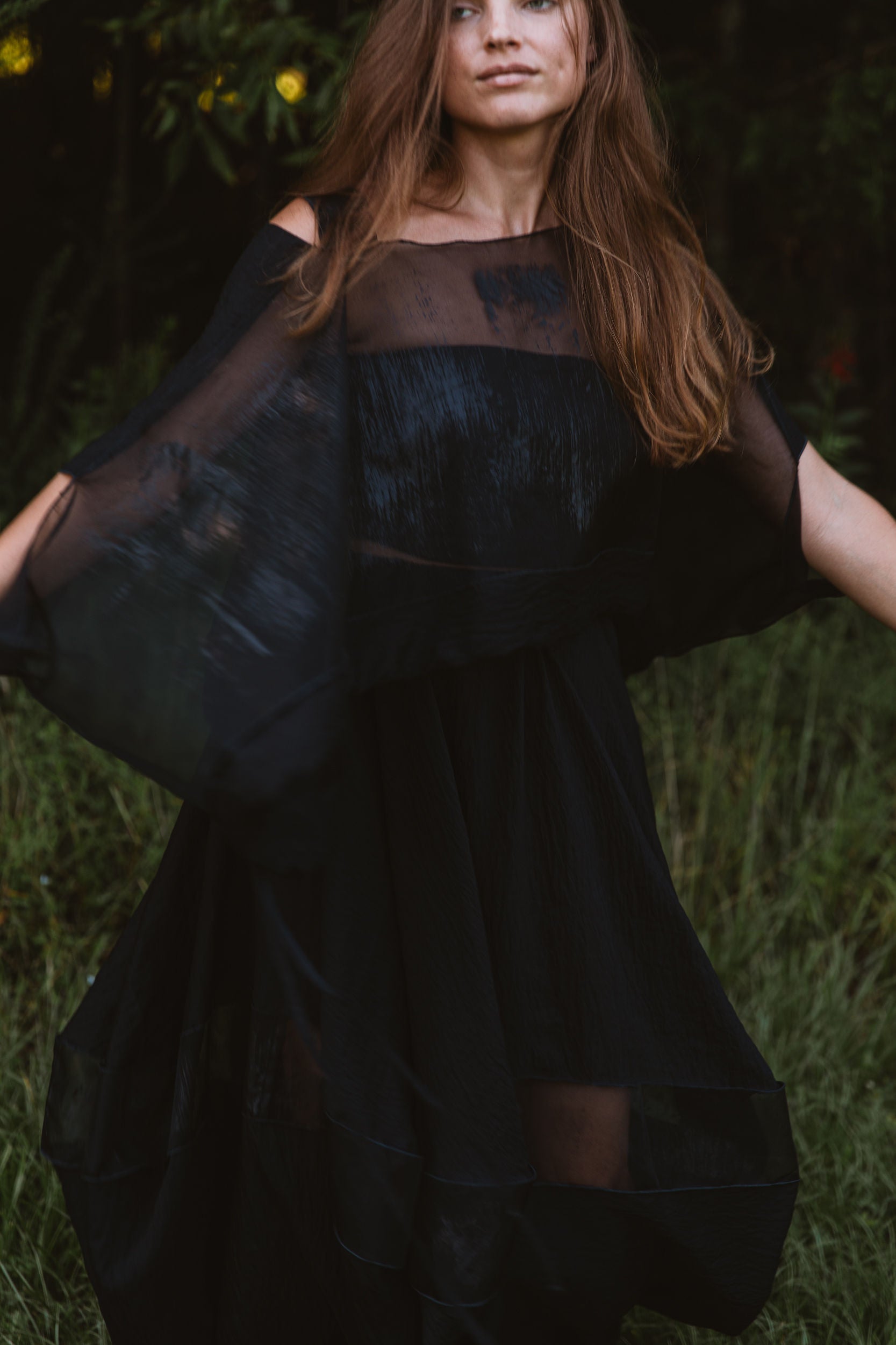 Hand-Painted Silk & Modal Bellows Skirt