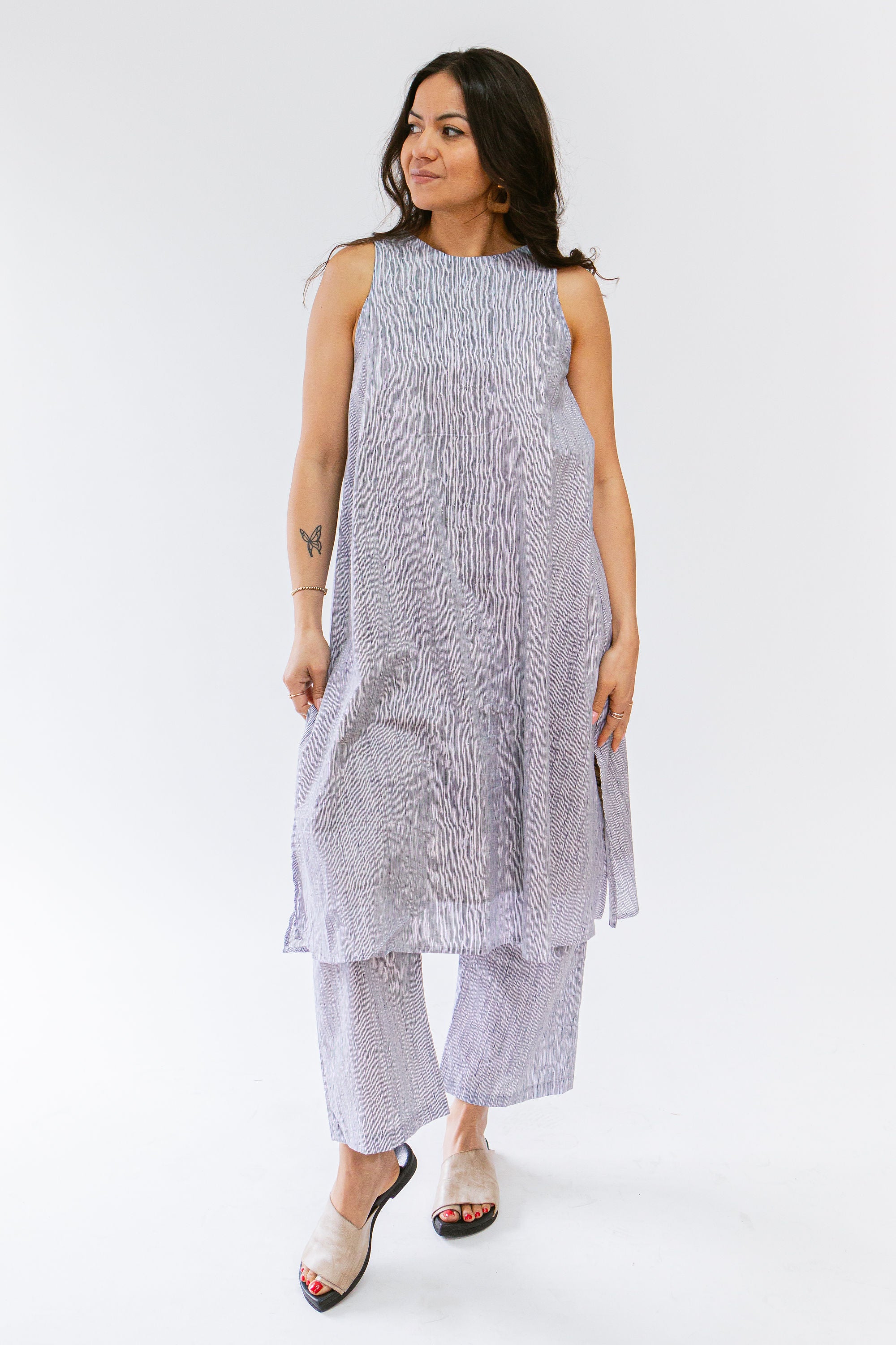 Hand Block Print Blue Stripe