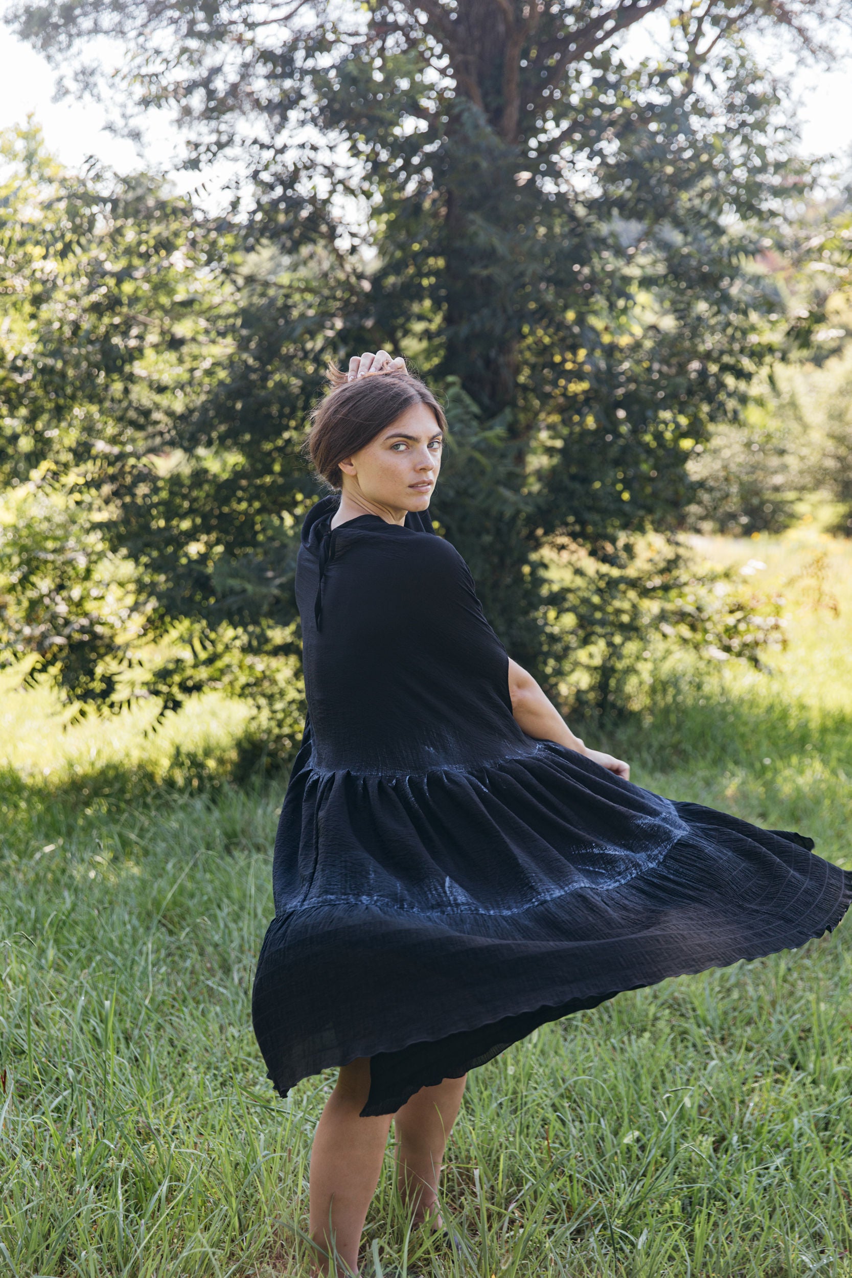Hand-Painted Sweep Midi Dress