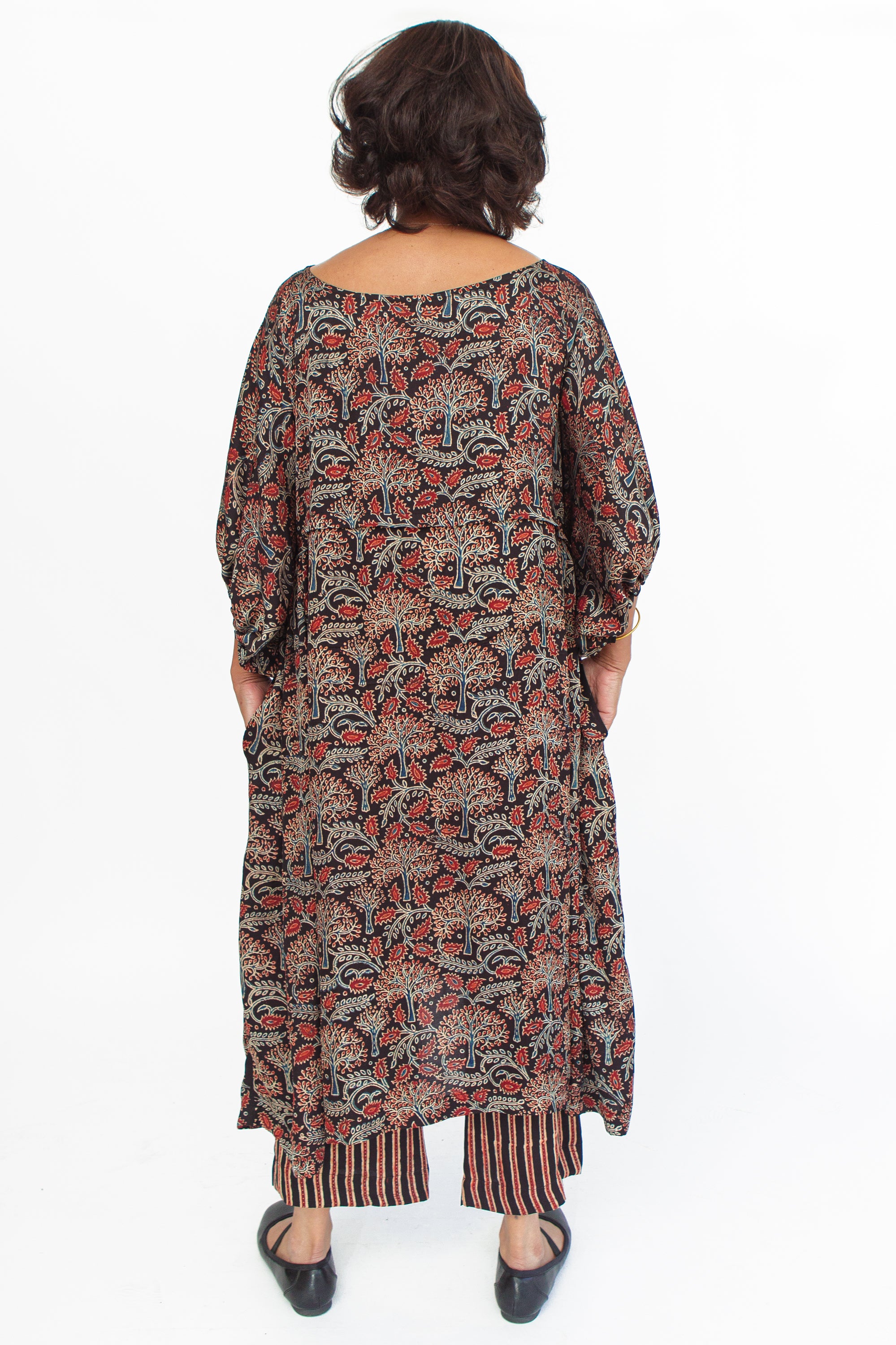 Crinkle Crop Dress in Block Print
