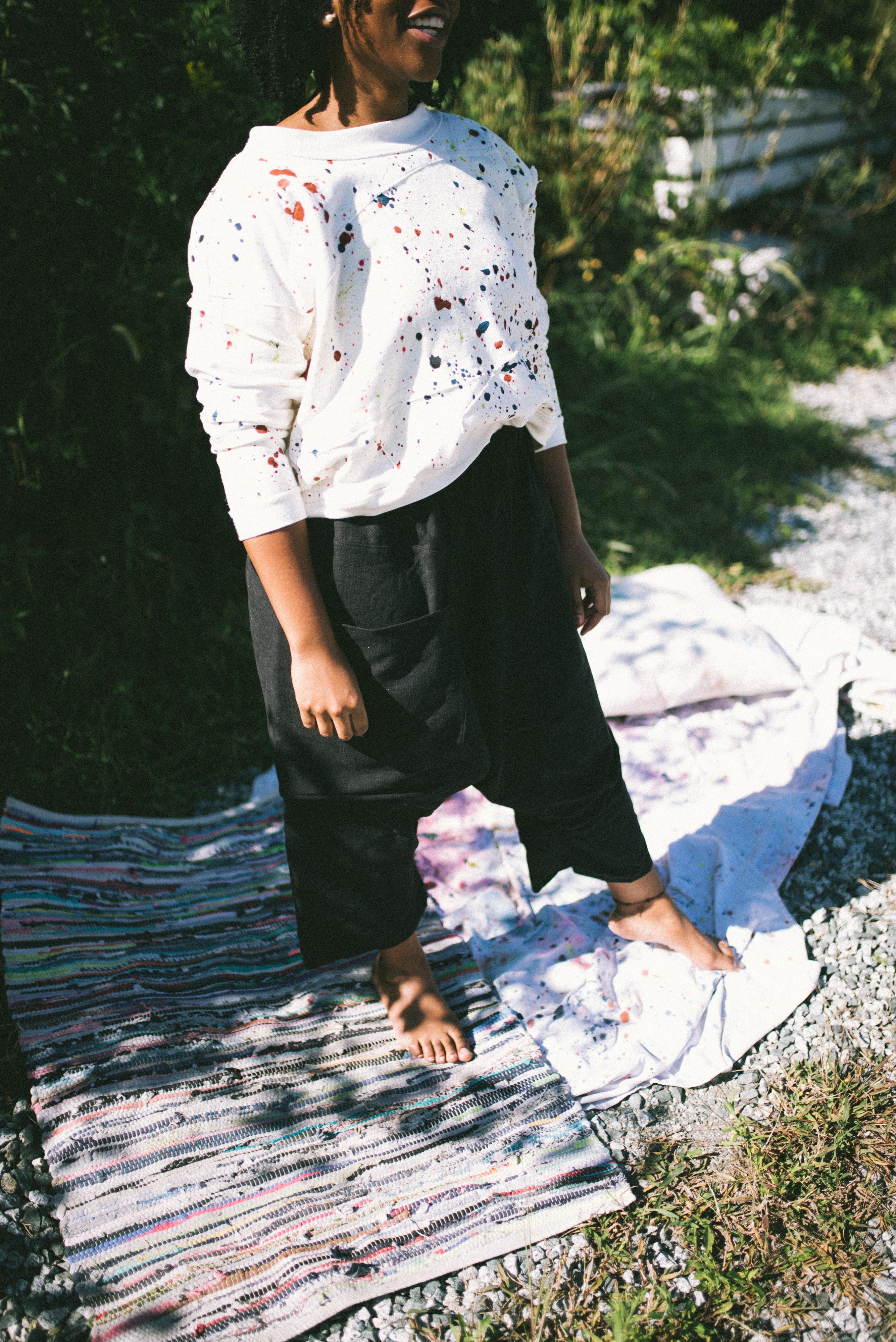 Puzzle Pant, Black Silk/Linen, Custom
