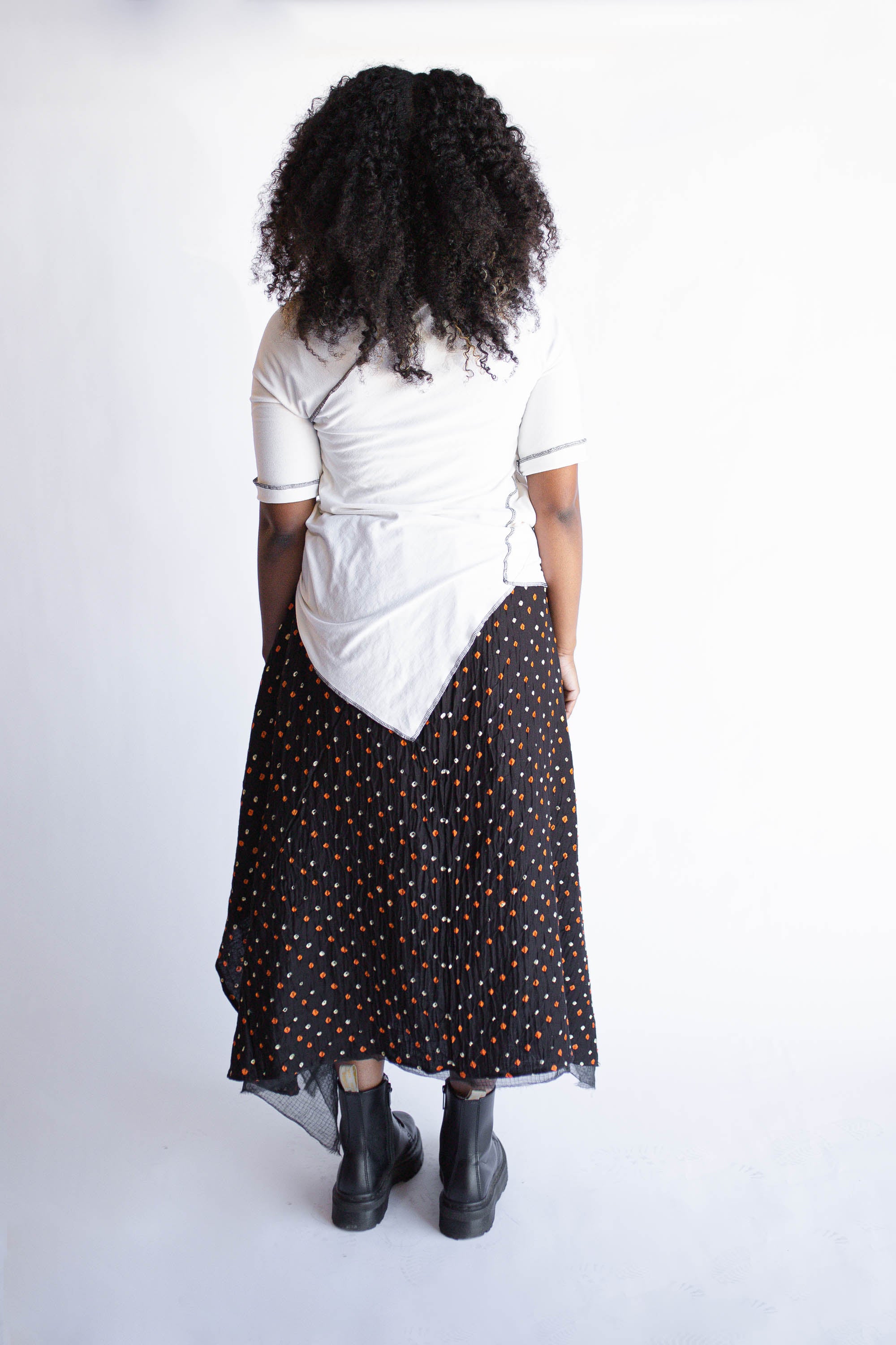 Bandhani Handkerchief Skirt, Black