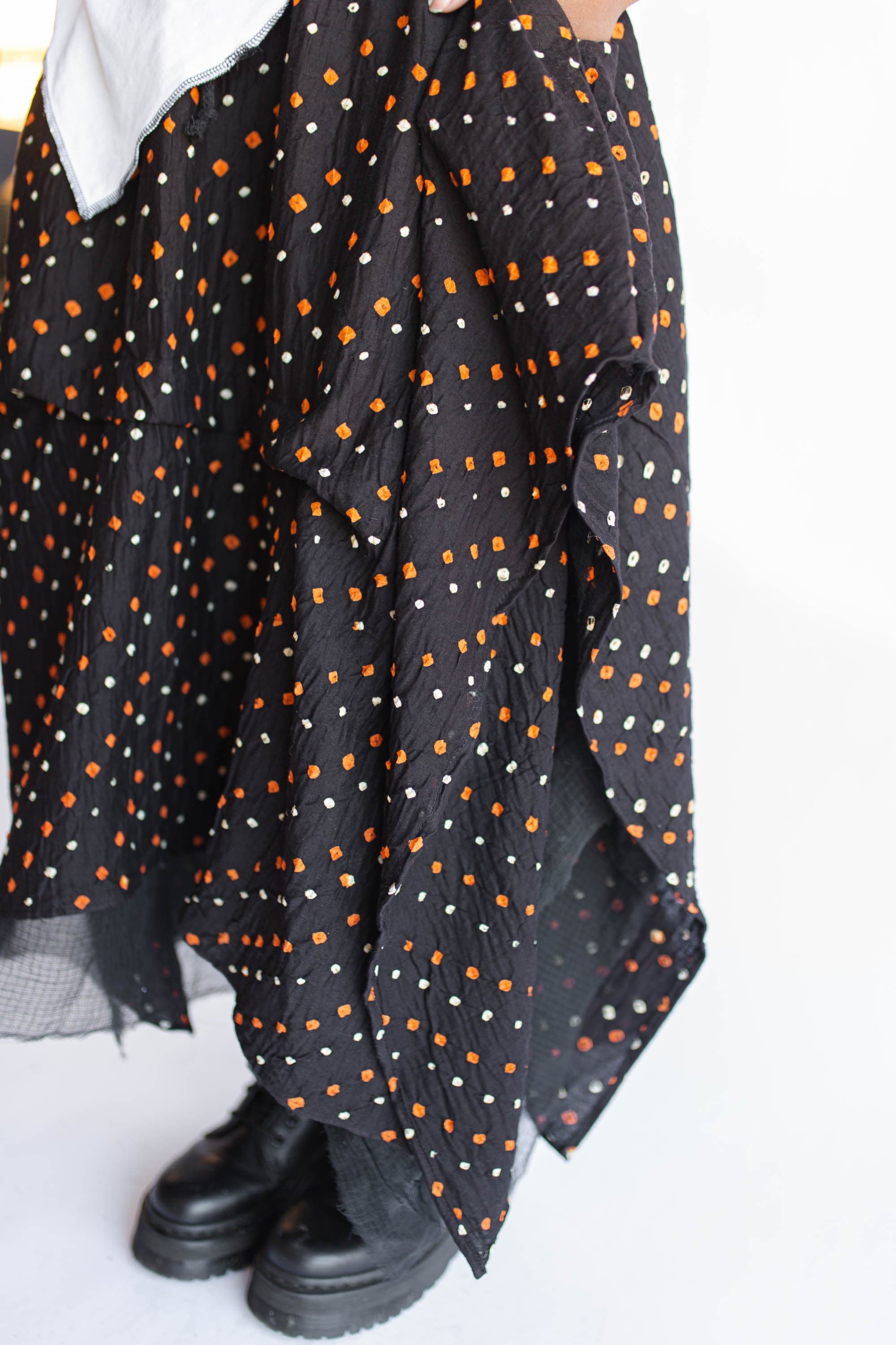 Bandhani Handkerchief Skirt, Black