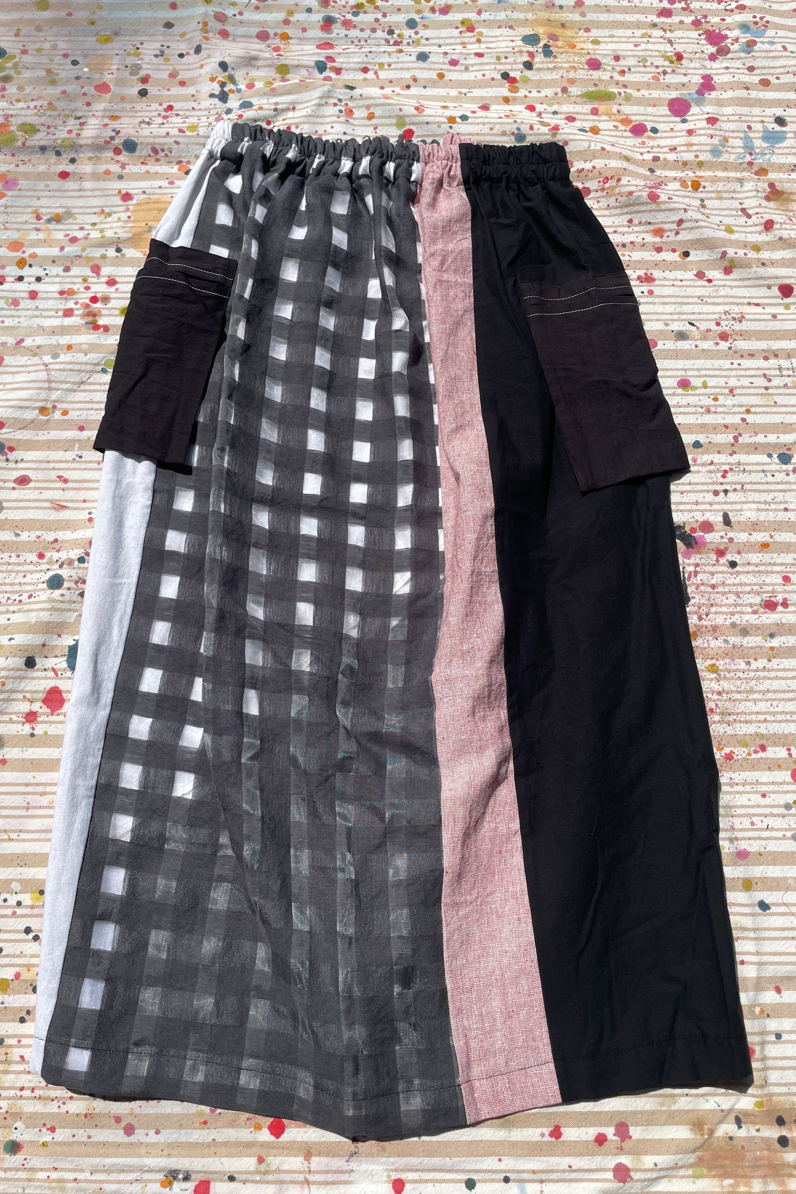 Hand-Pieced Zero-Waste Utility Cargo Midi Skirt