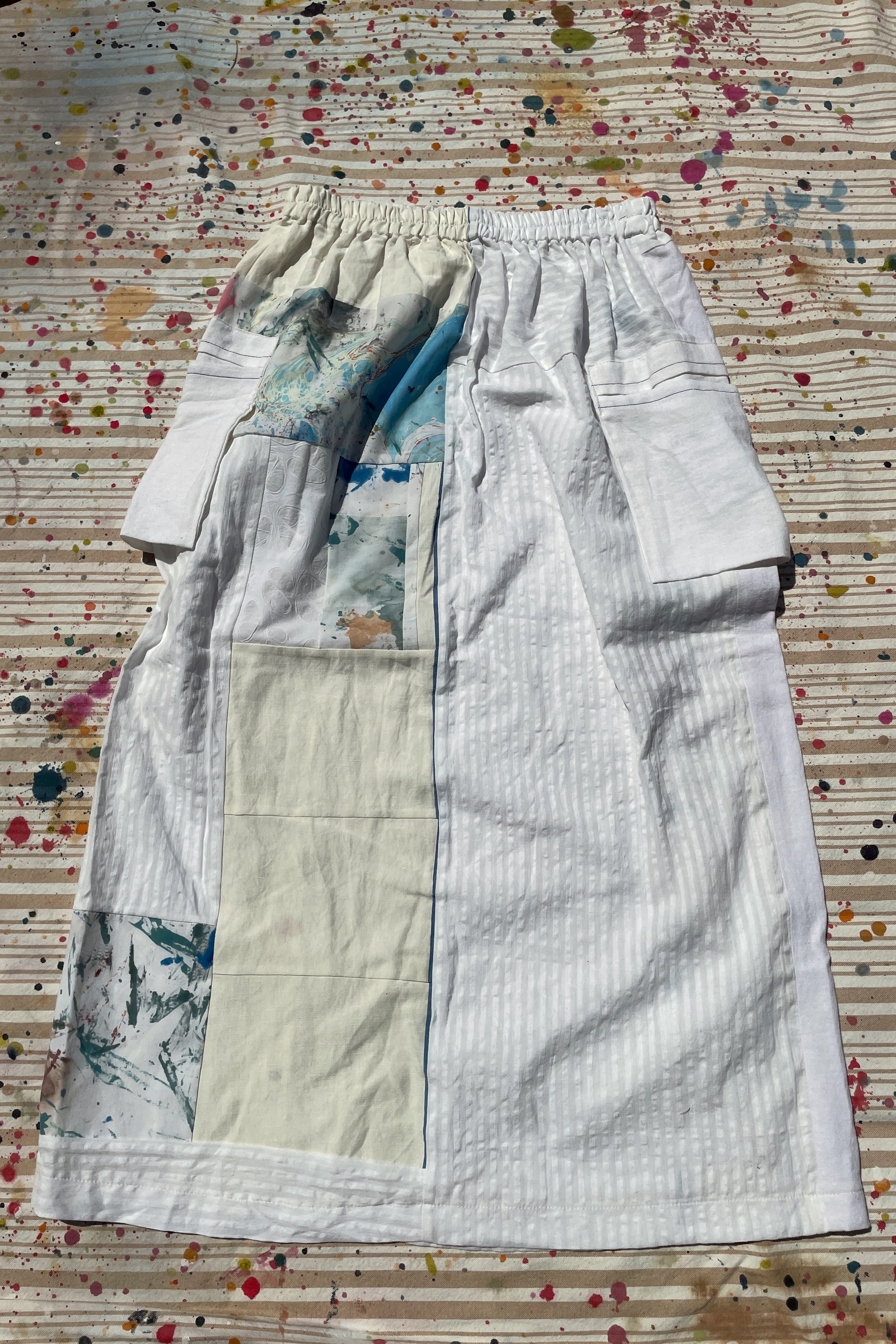 Hand-Pieced Zero-Waste Utility Cargo Midi Skirt