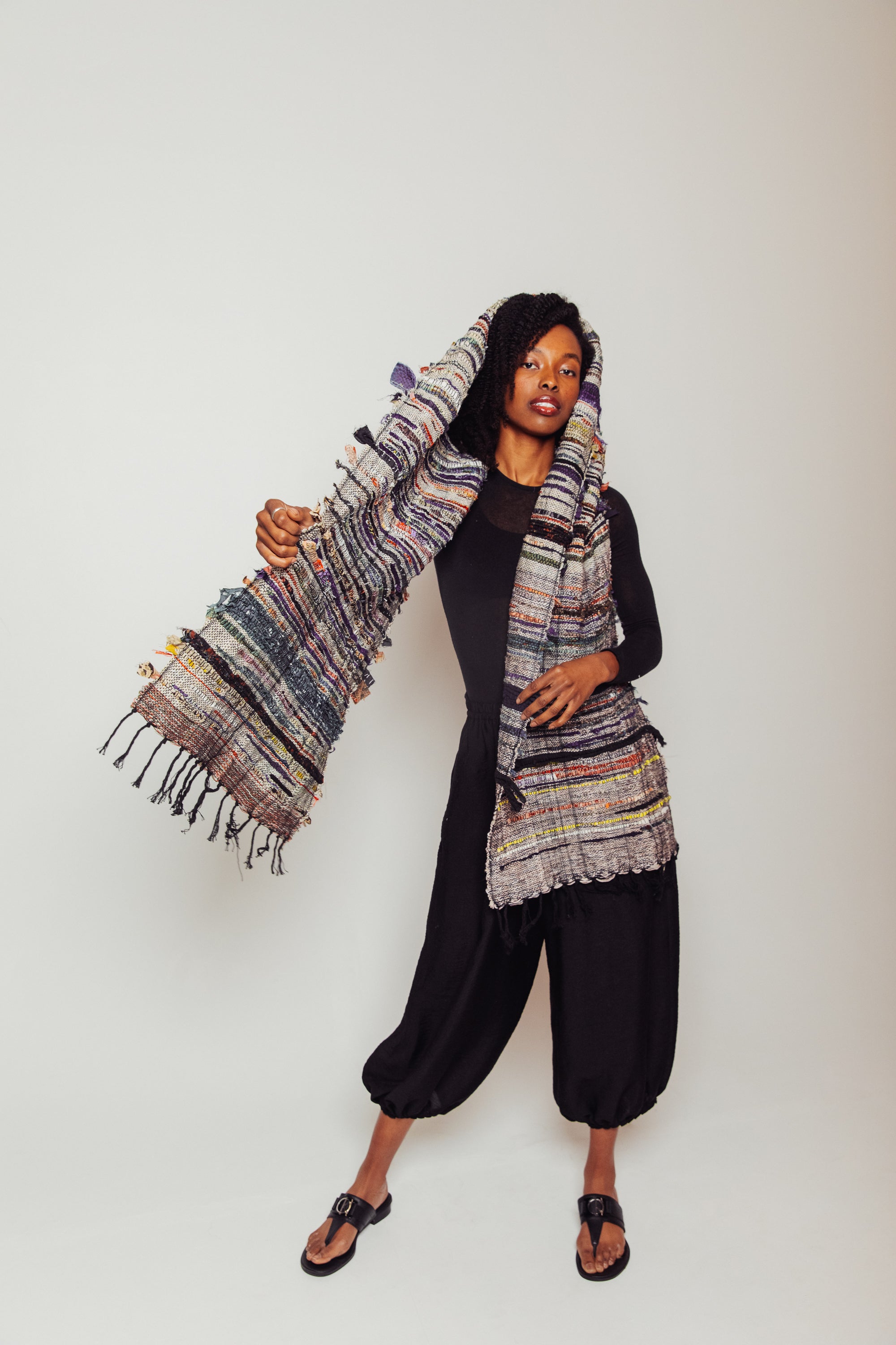 Studio-Woven Zero-Waste Hooded Scarf