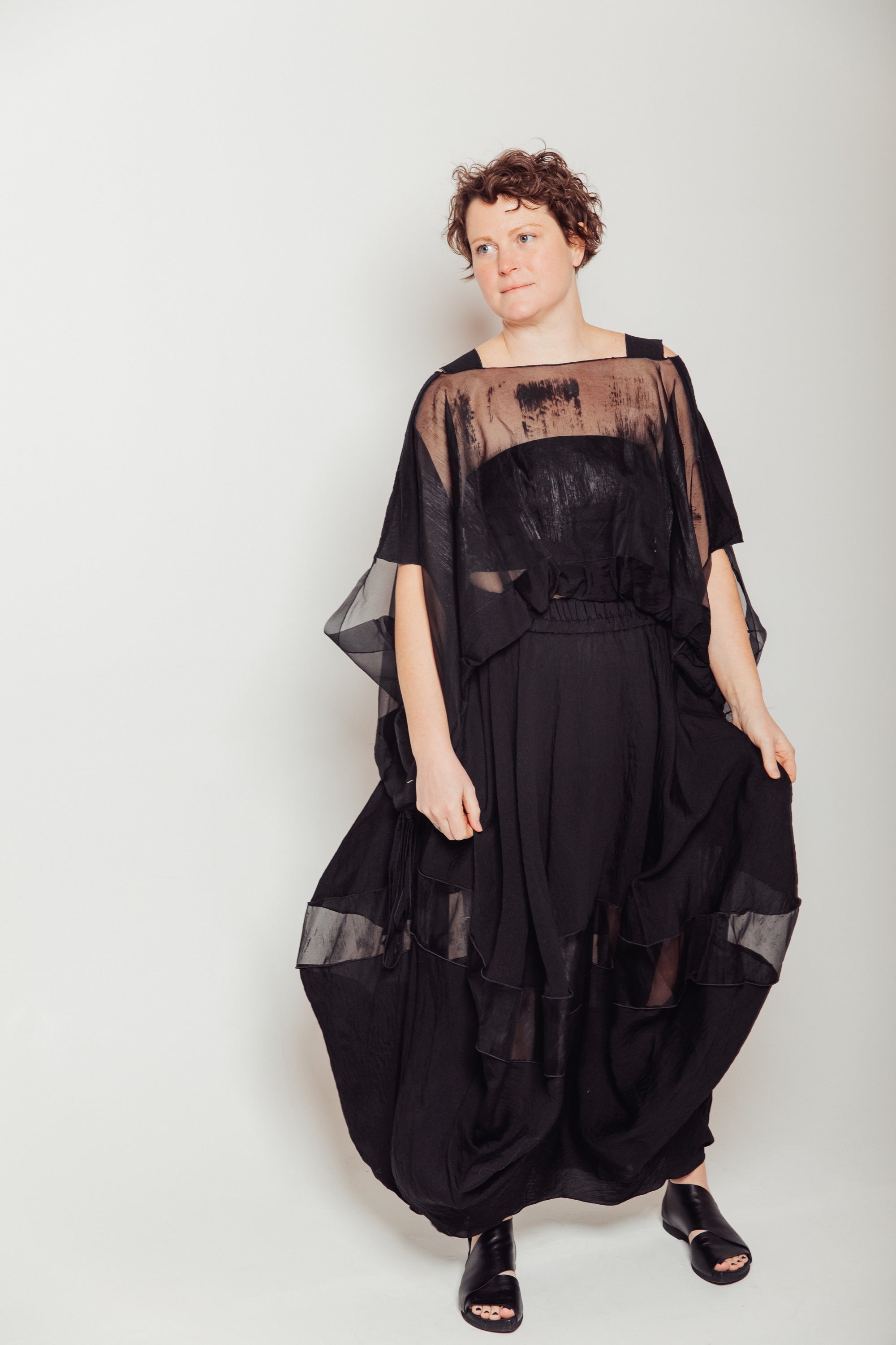 Hand-Painted Silk Organza Midnight Topper