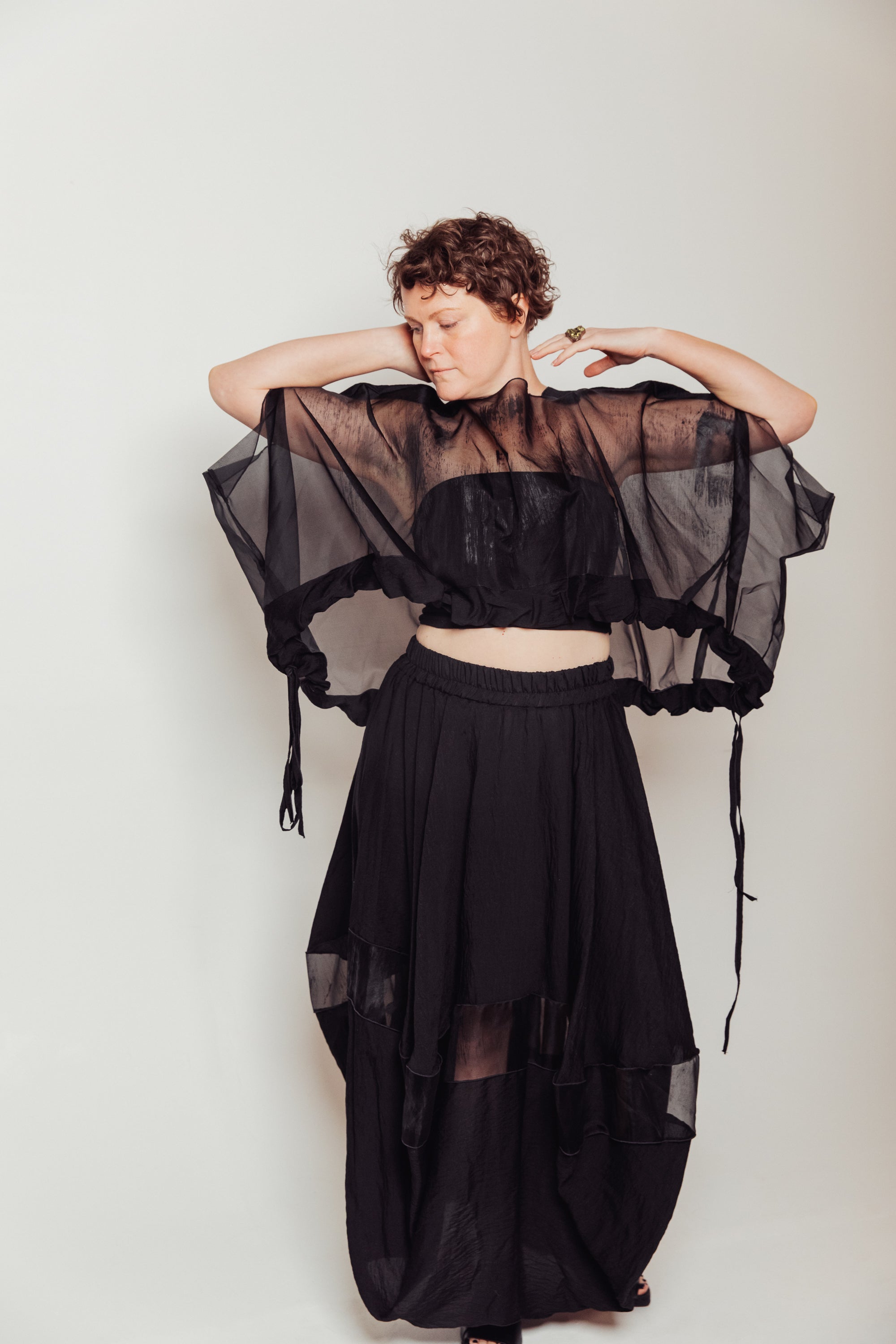 Hand-Painted Silk Organza Midnight Topper