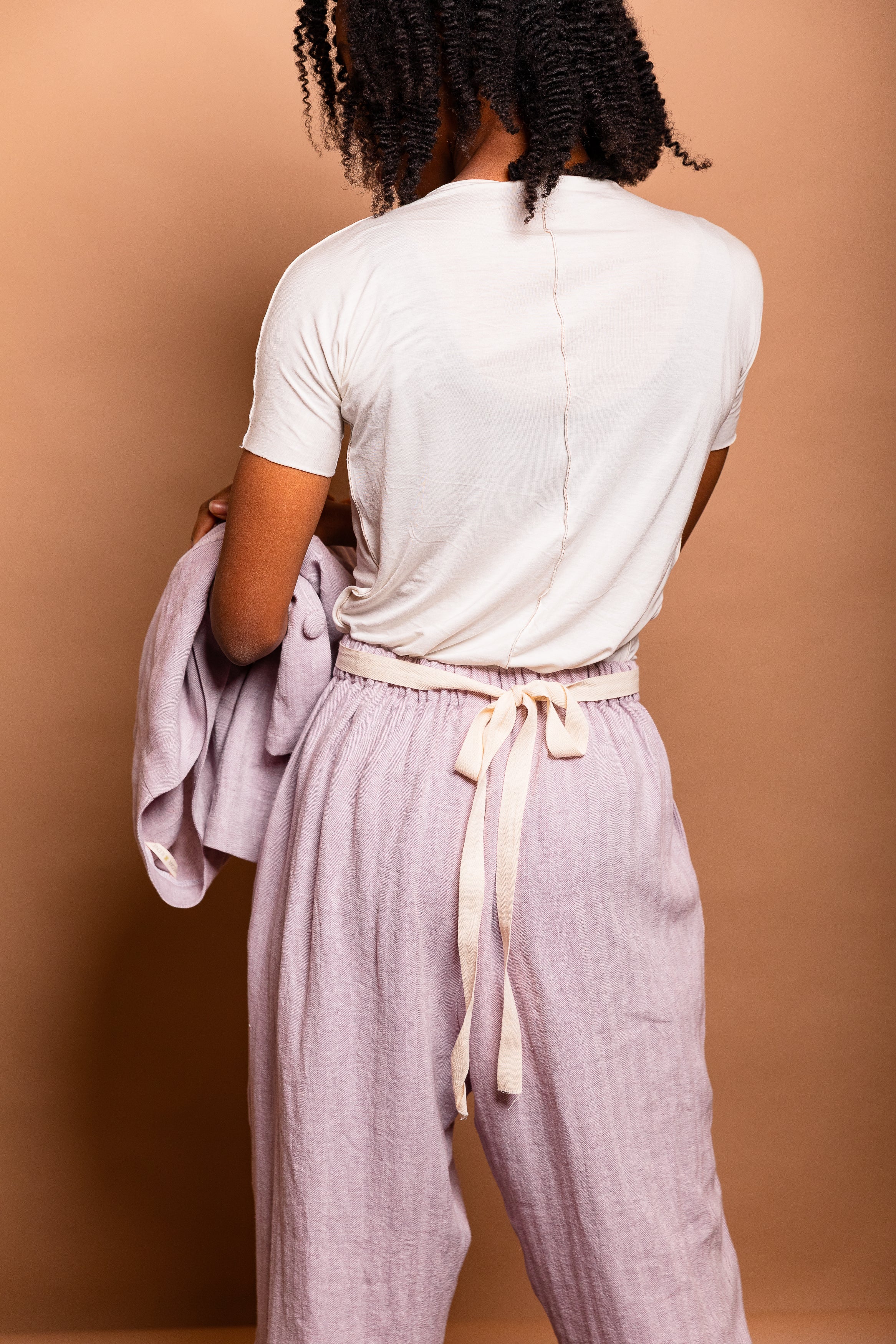 Linen Blend Twill Tapered Pleated Pant