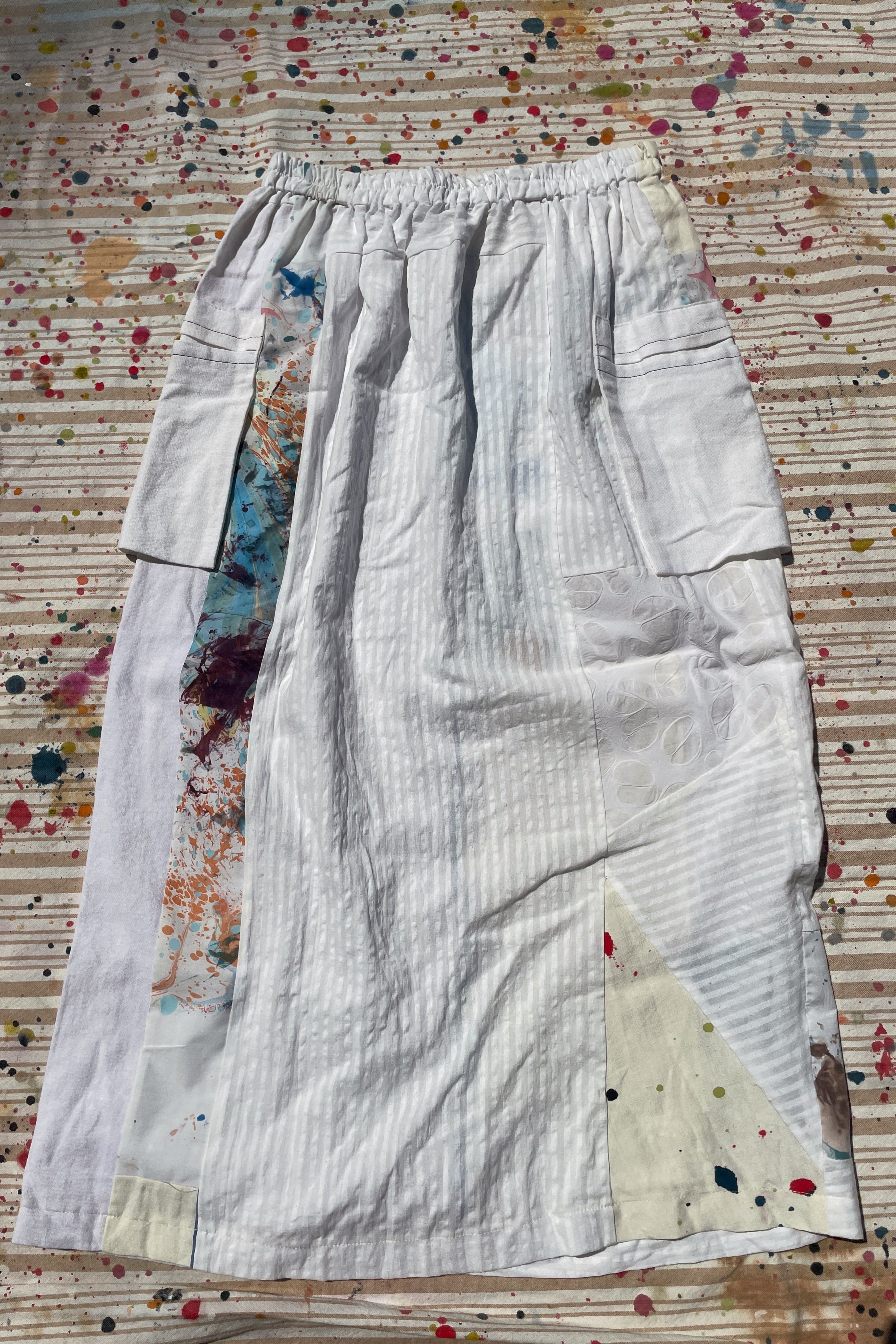 Hand-Pieced Zero-Waste Utility Cargo Midi Skirt