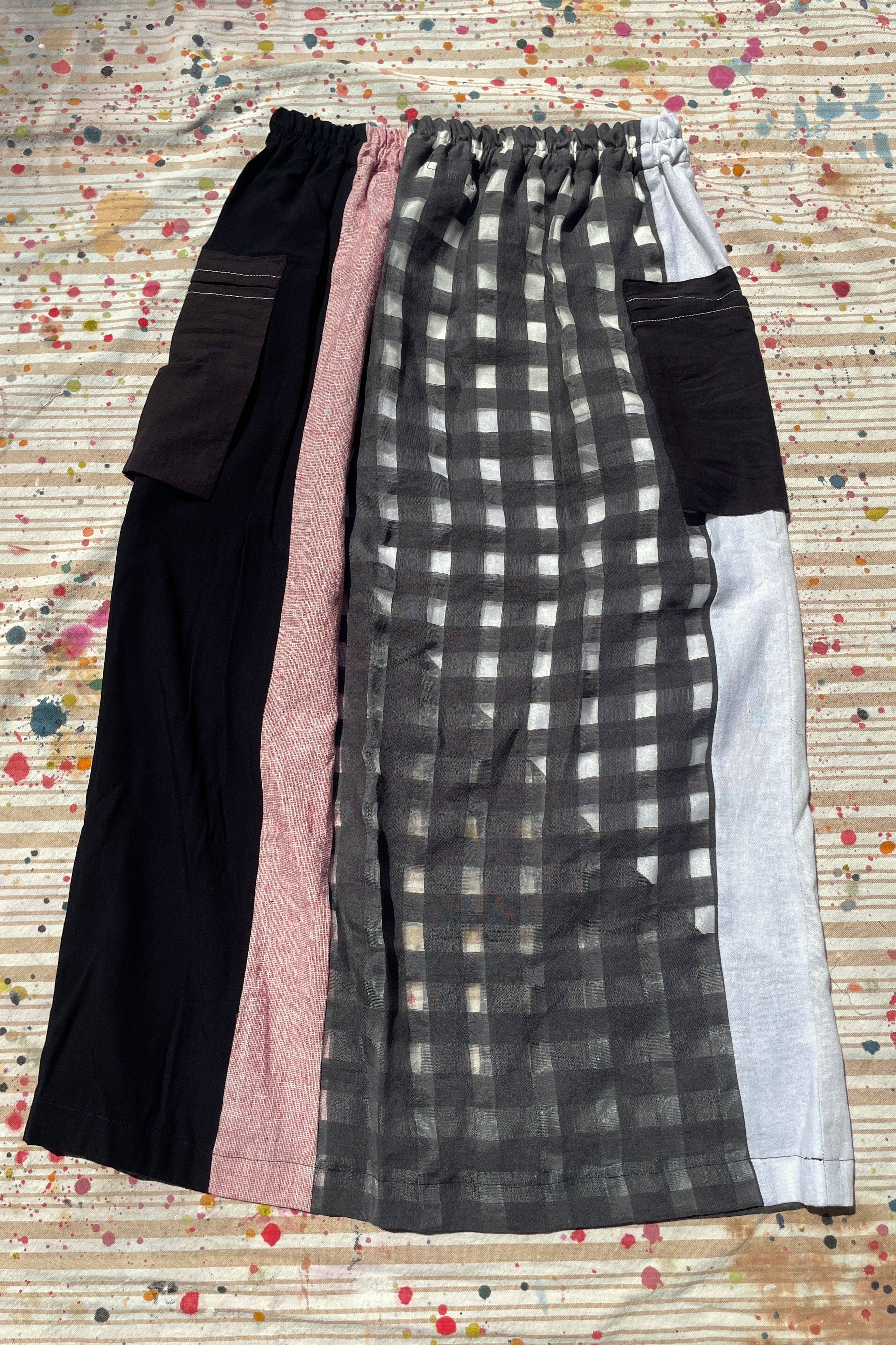 Hand-Pieced Zero-Waste Utility Cargo Midi Skirt