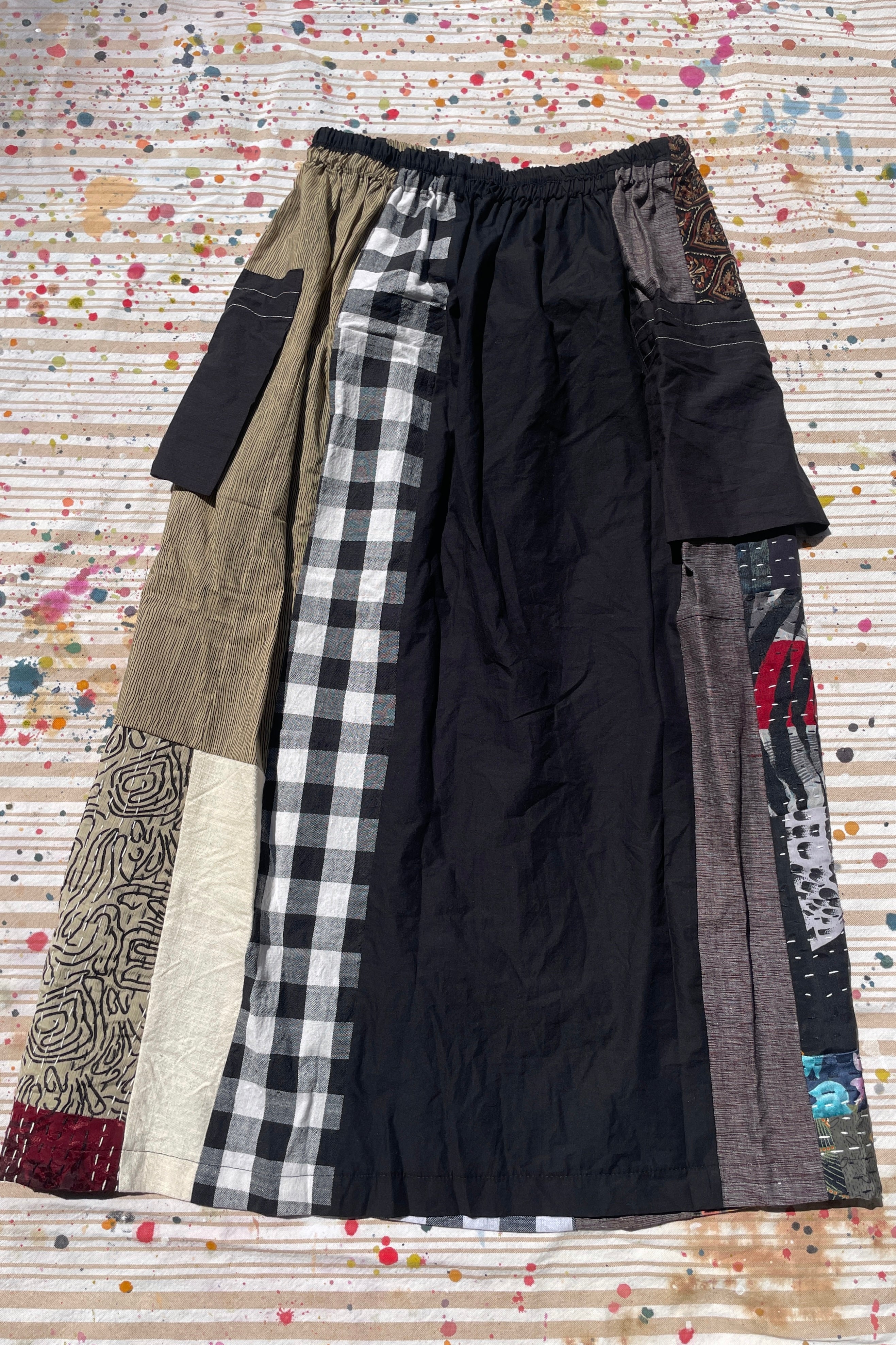 Hand-Pieced Zero-Waste Utility Cargo Midi Skirt