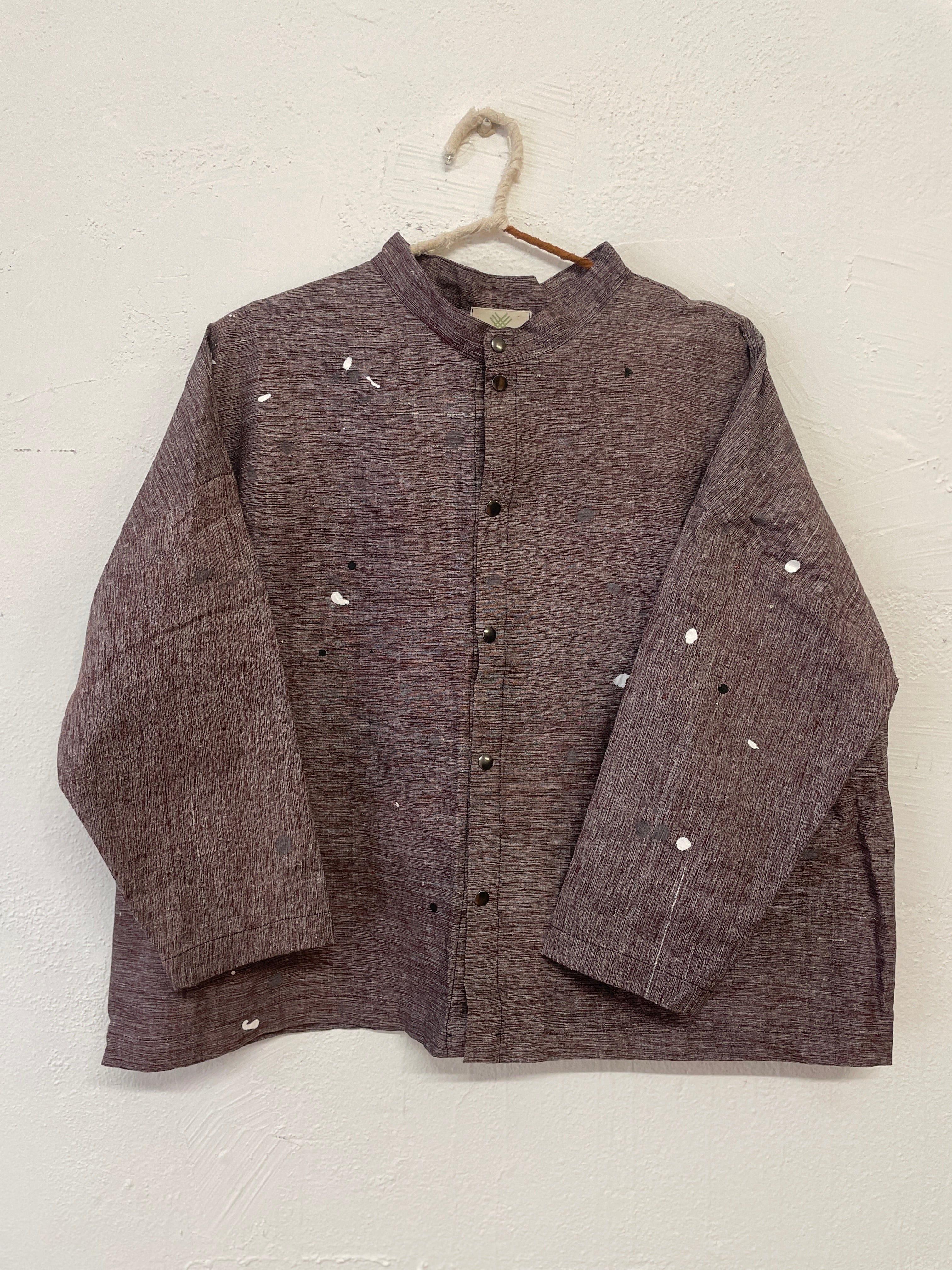 Quarter Crop Shirt, Plum Chambray