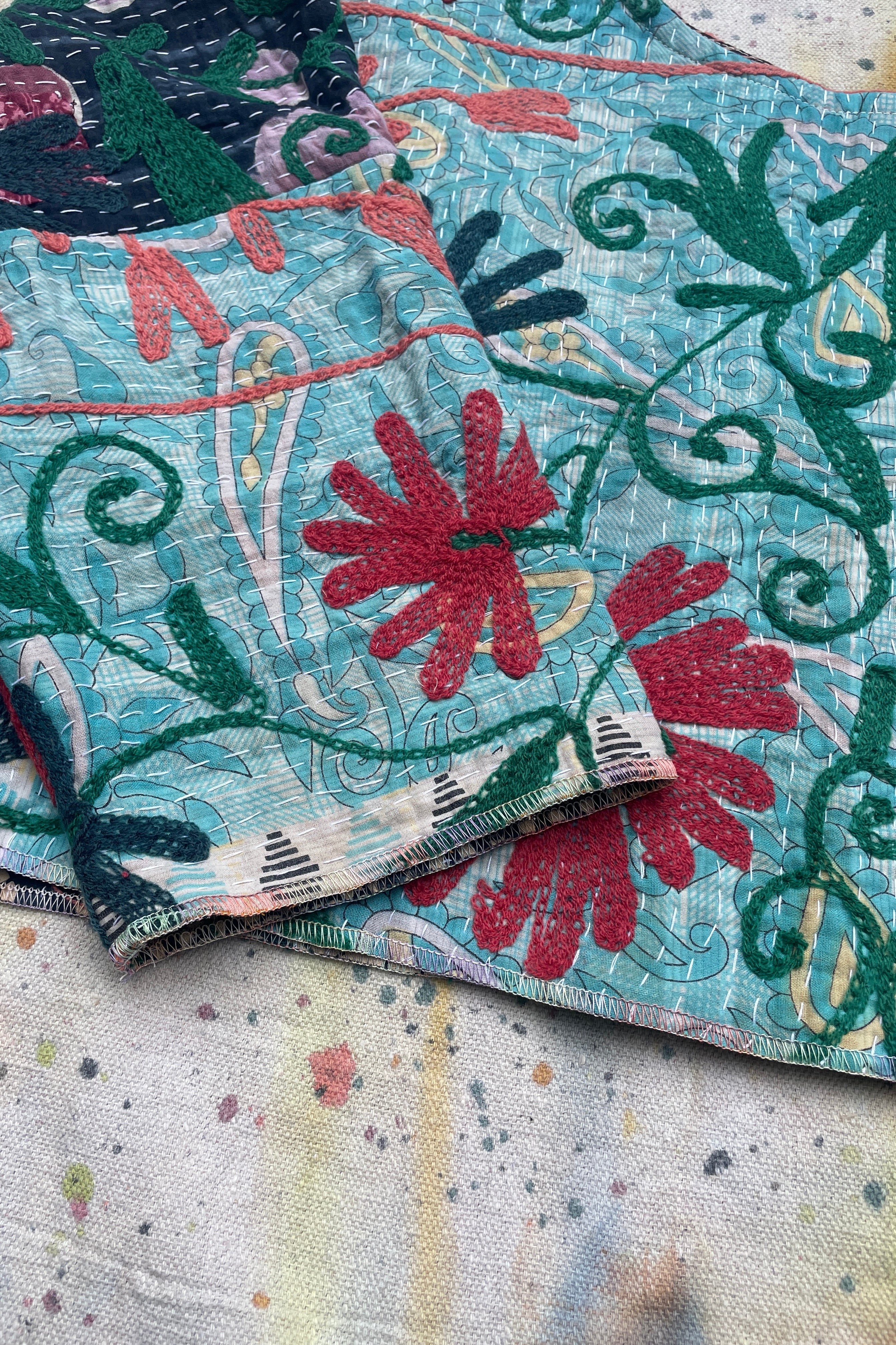 Reversible Antique Suzani & Indigo Bogolan Shift Topper