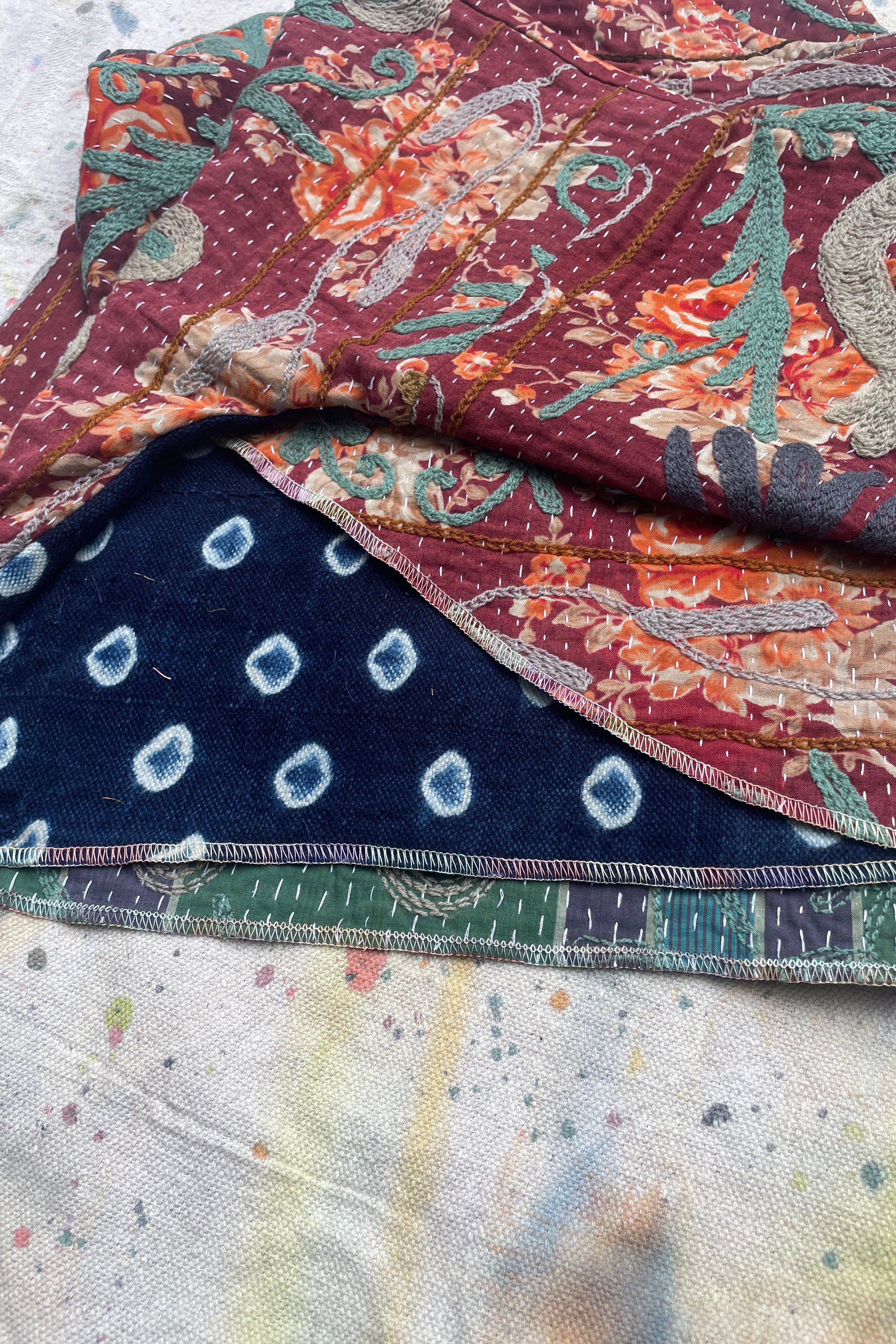 Reversible Antique Suzani & Indigo Bogolan Shift Topper
