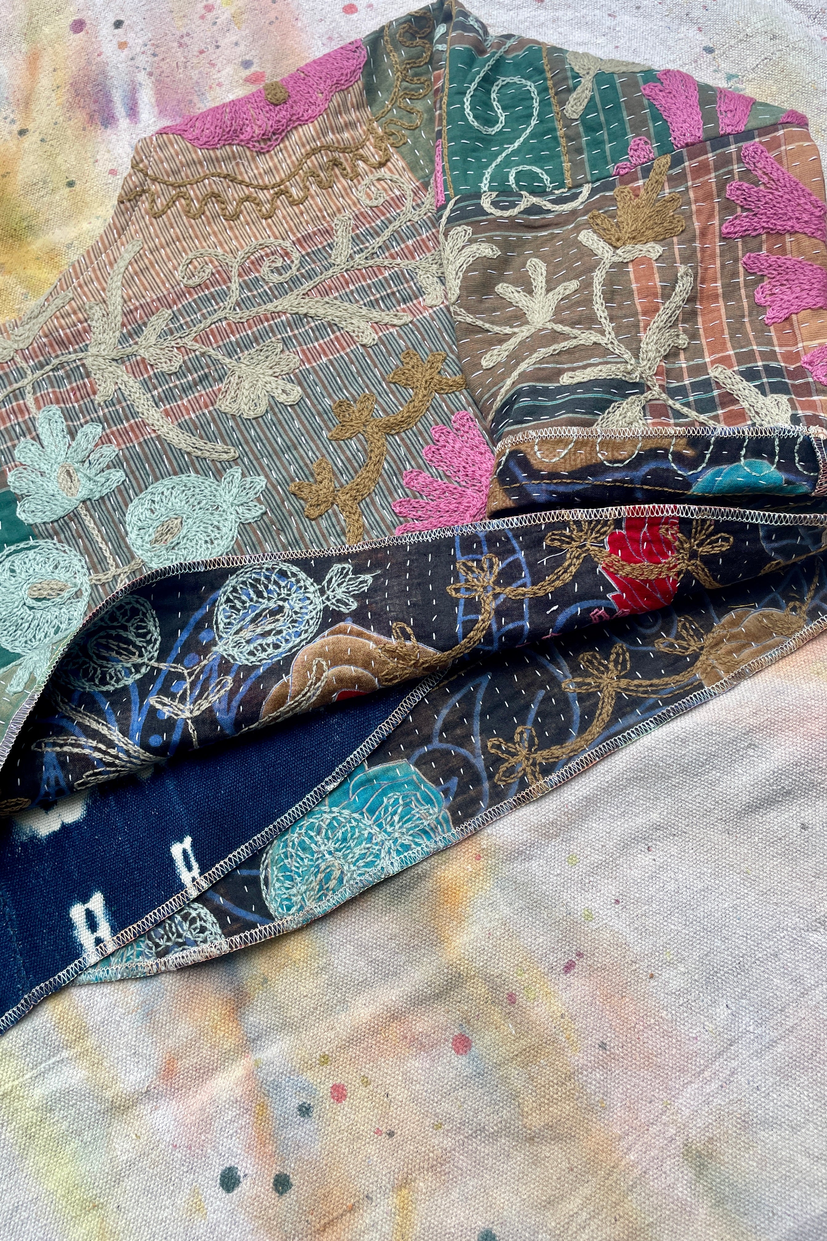 Reversible Antique Suzani & Indigo Bogolan Shift Topper