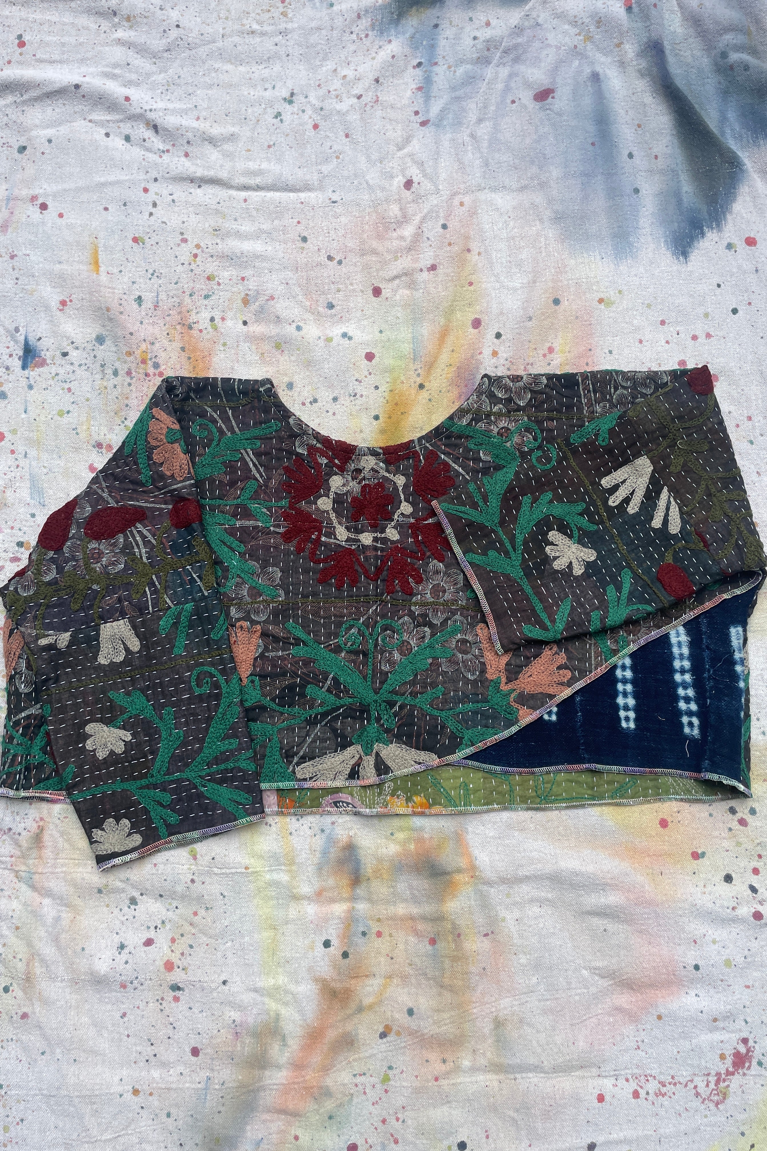 Reversible Antique Suzani & Indigo Bogolan Shift Topper