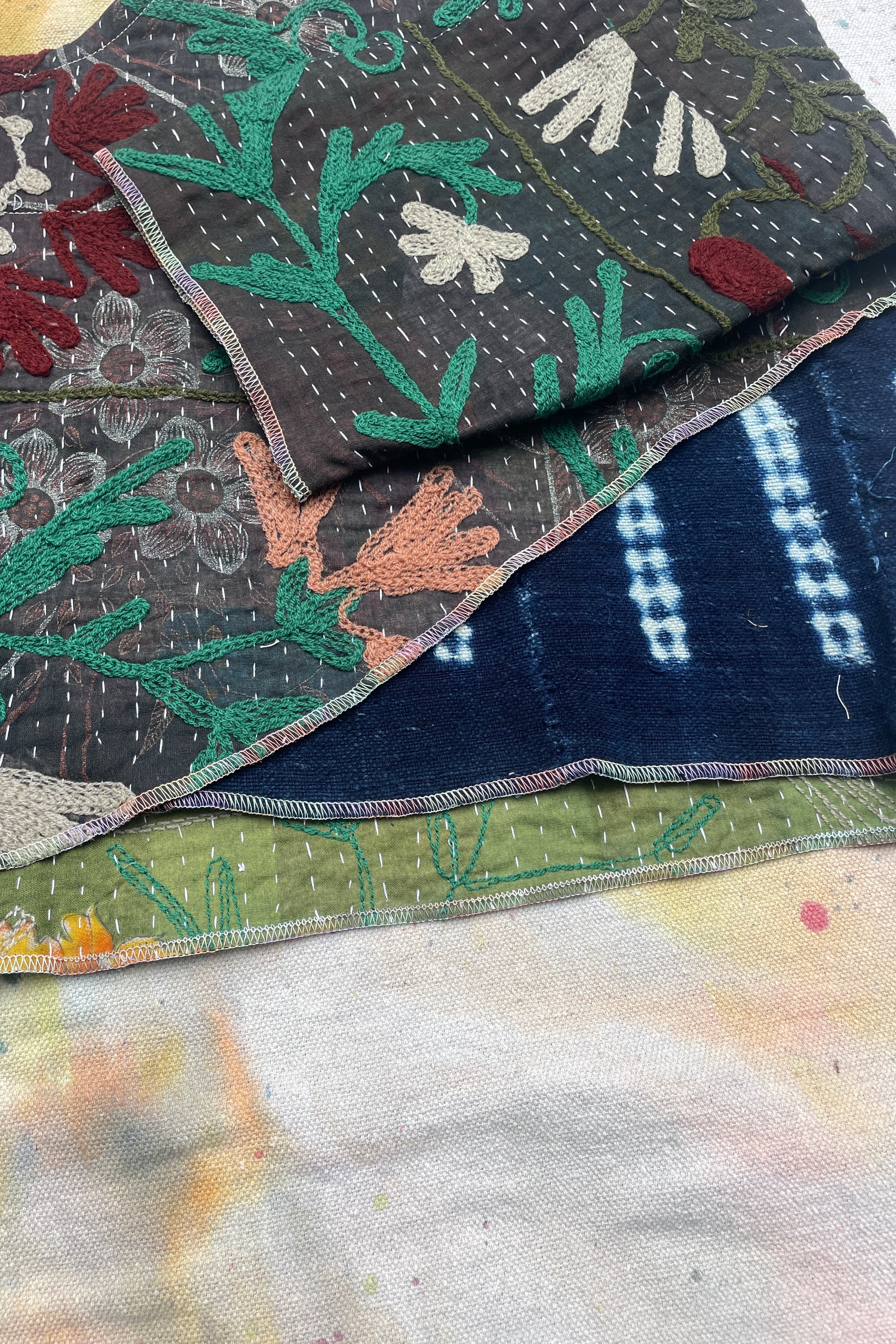 Reversible Antique Suzani & Indigo Bogolan Shift Topper