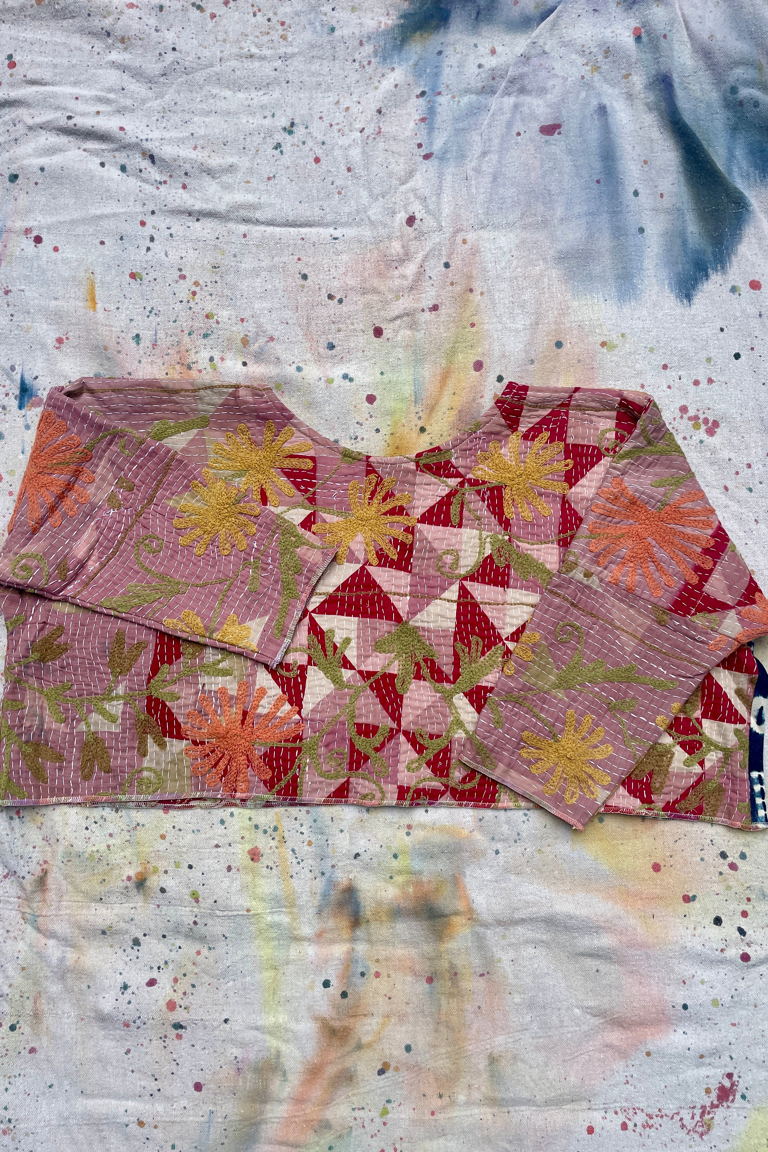 Reversible Antique Suzani & Indigo Bogolan Shift Topper