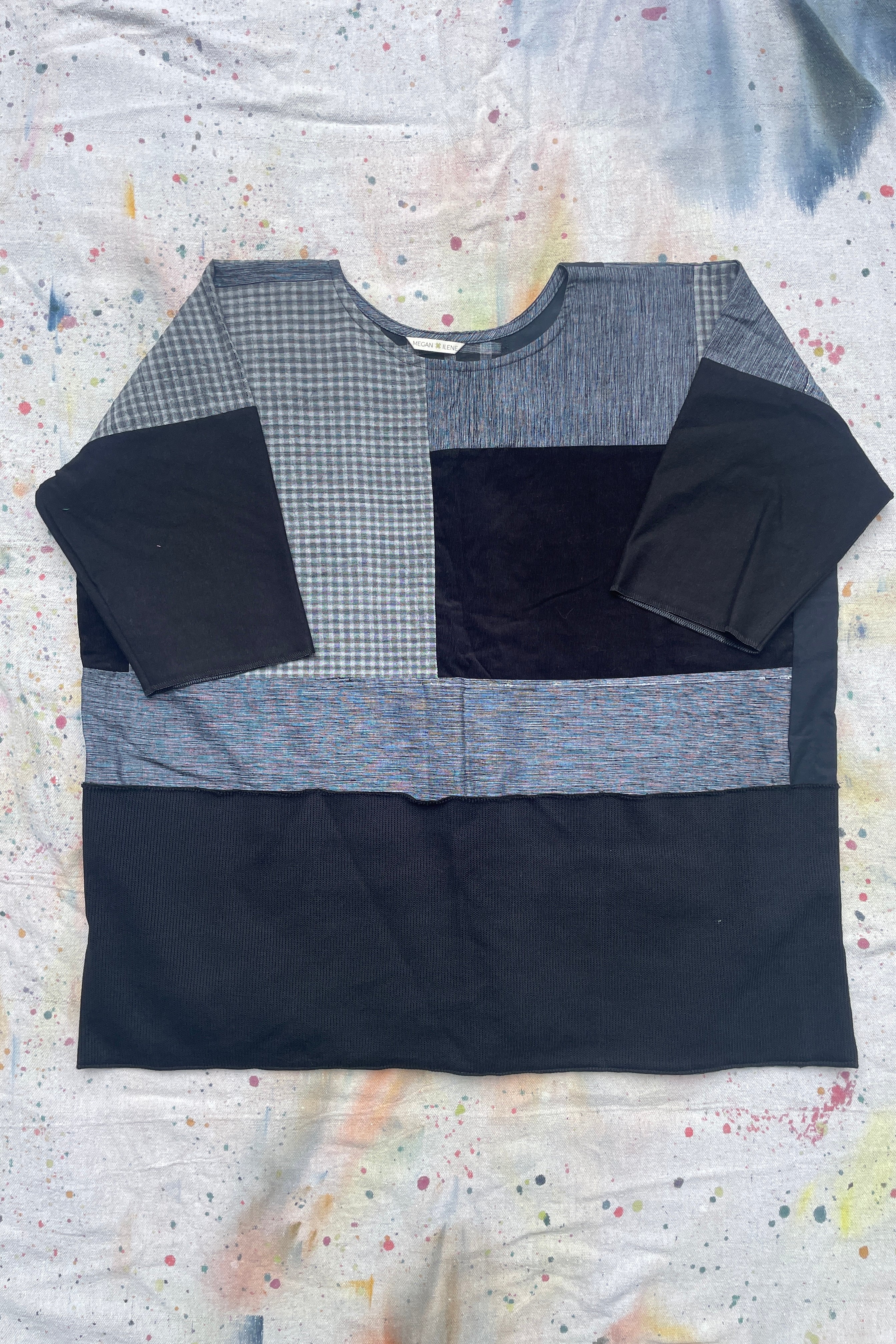 Hand-Pieced Zero-Waste Black Gardener Utility Top
