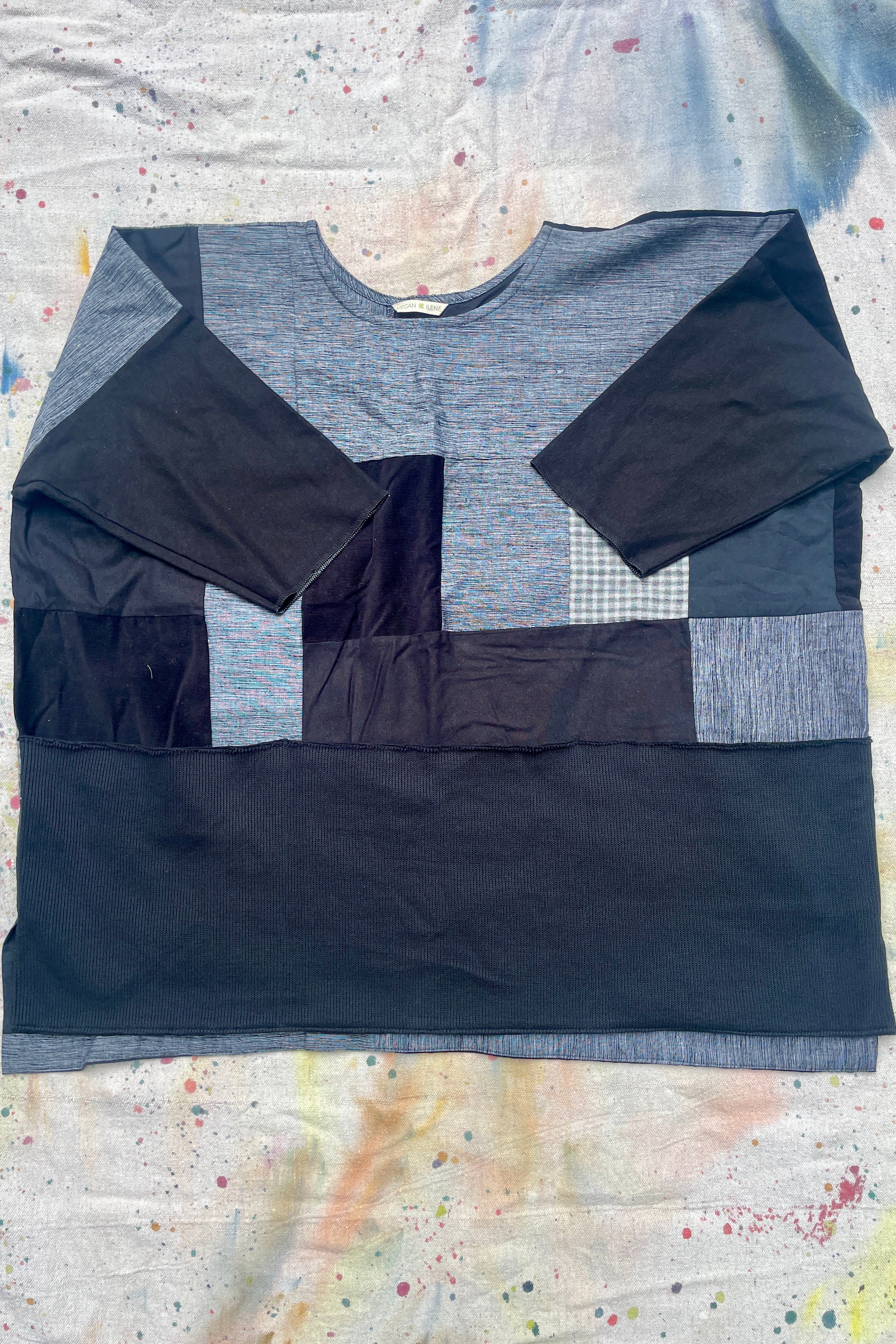 Hand-Pieced Zero-Waste Black Gardener Utility Top