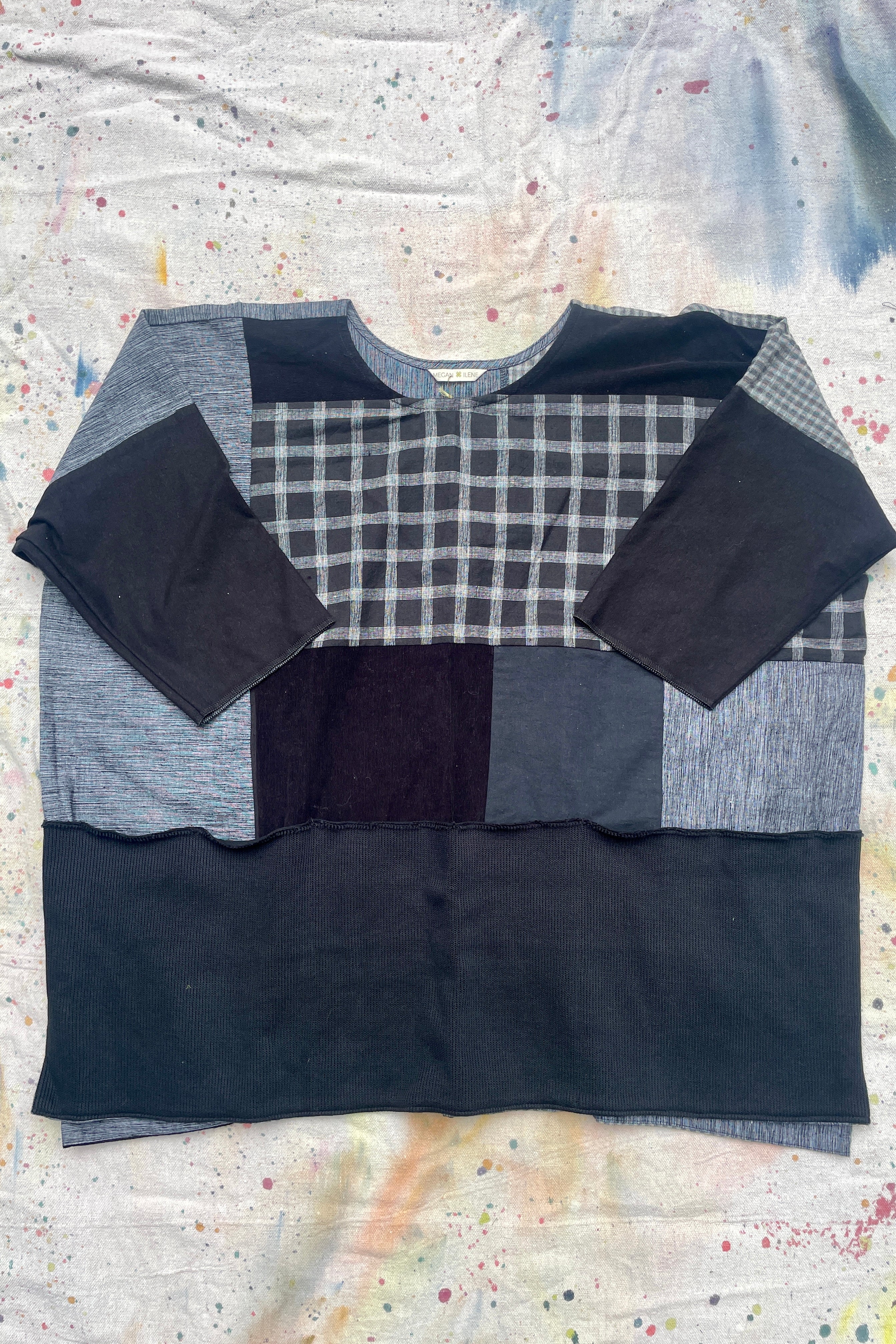 Hand-Pieced Zero-Waste Black Gardener Utility Top