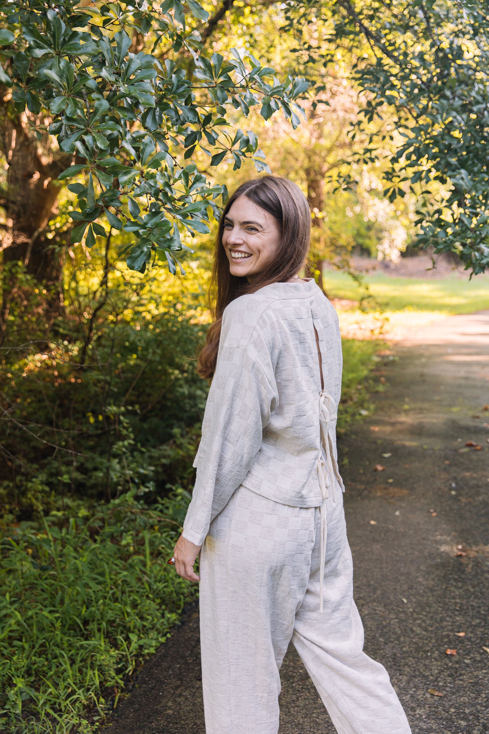 Artisan Handwoven Hemp Jacquard Tapered Pleated Pant